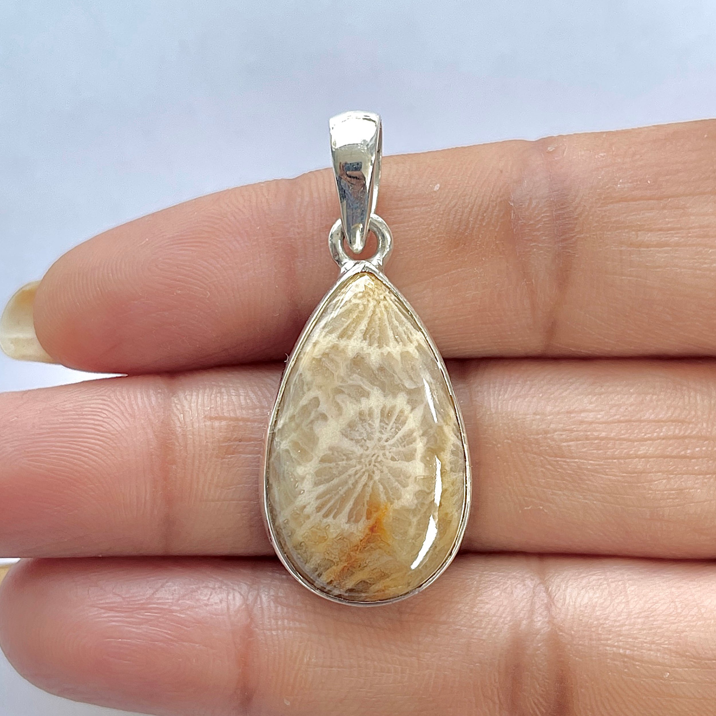 Fossilized Coral Pendant-(FSC-1-18)