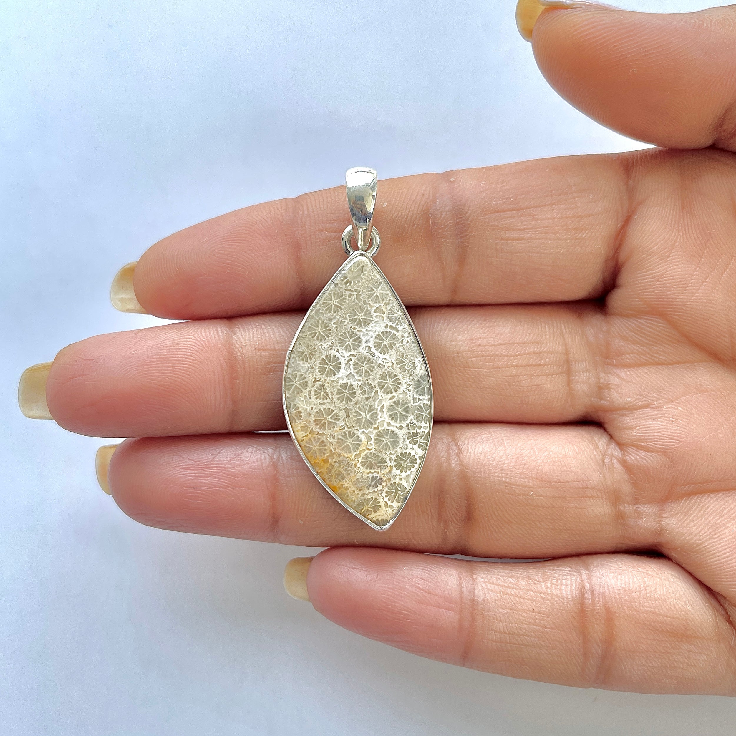 Fossilized Coral Pendant-(FSC-1-19)