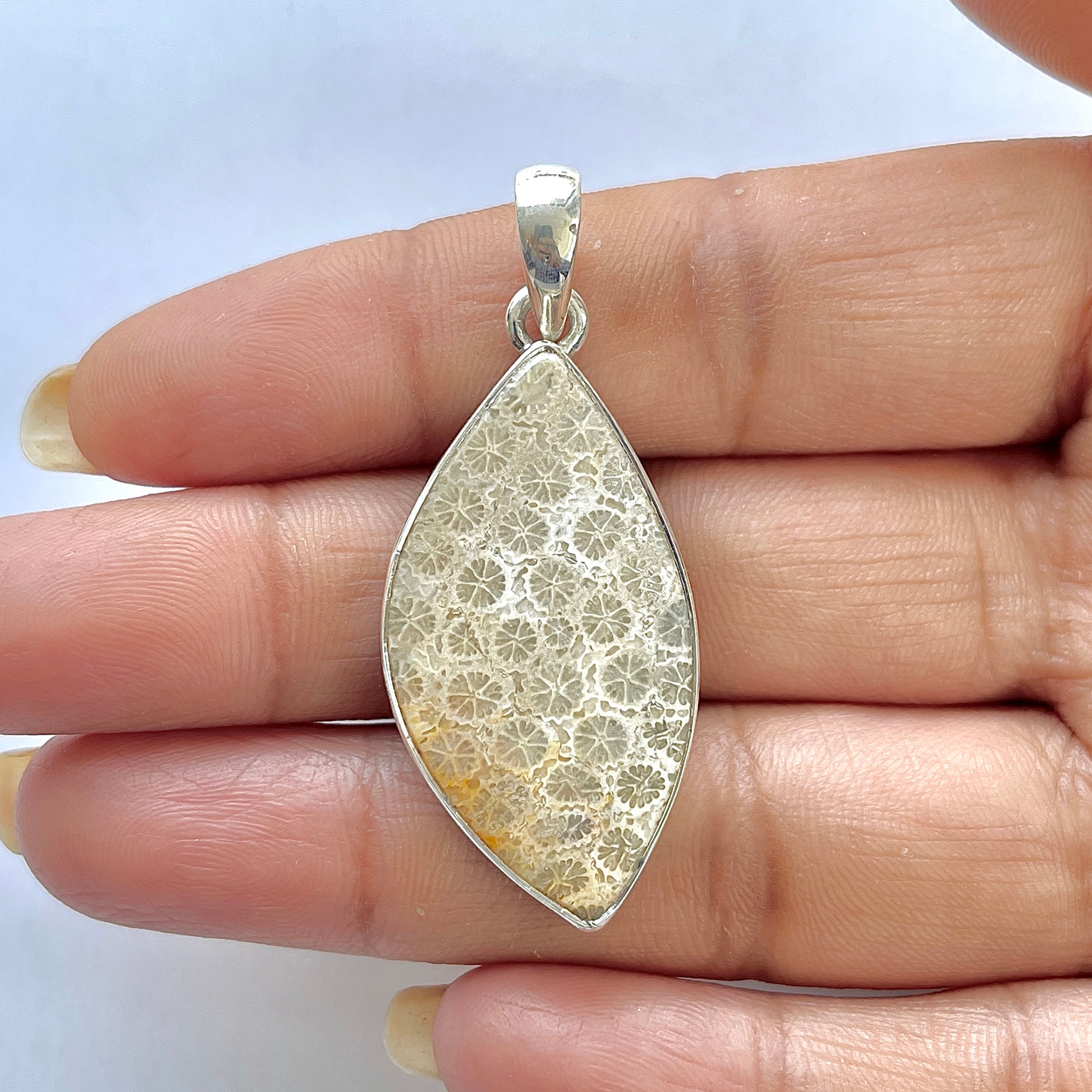 Fossilized Coral Pendant-(FSC-1-19)