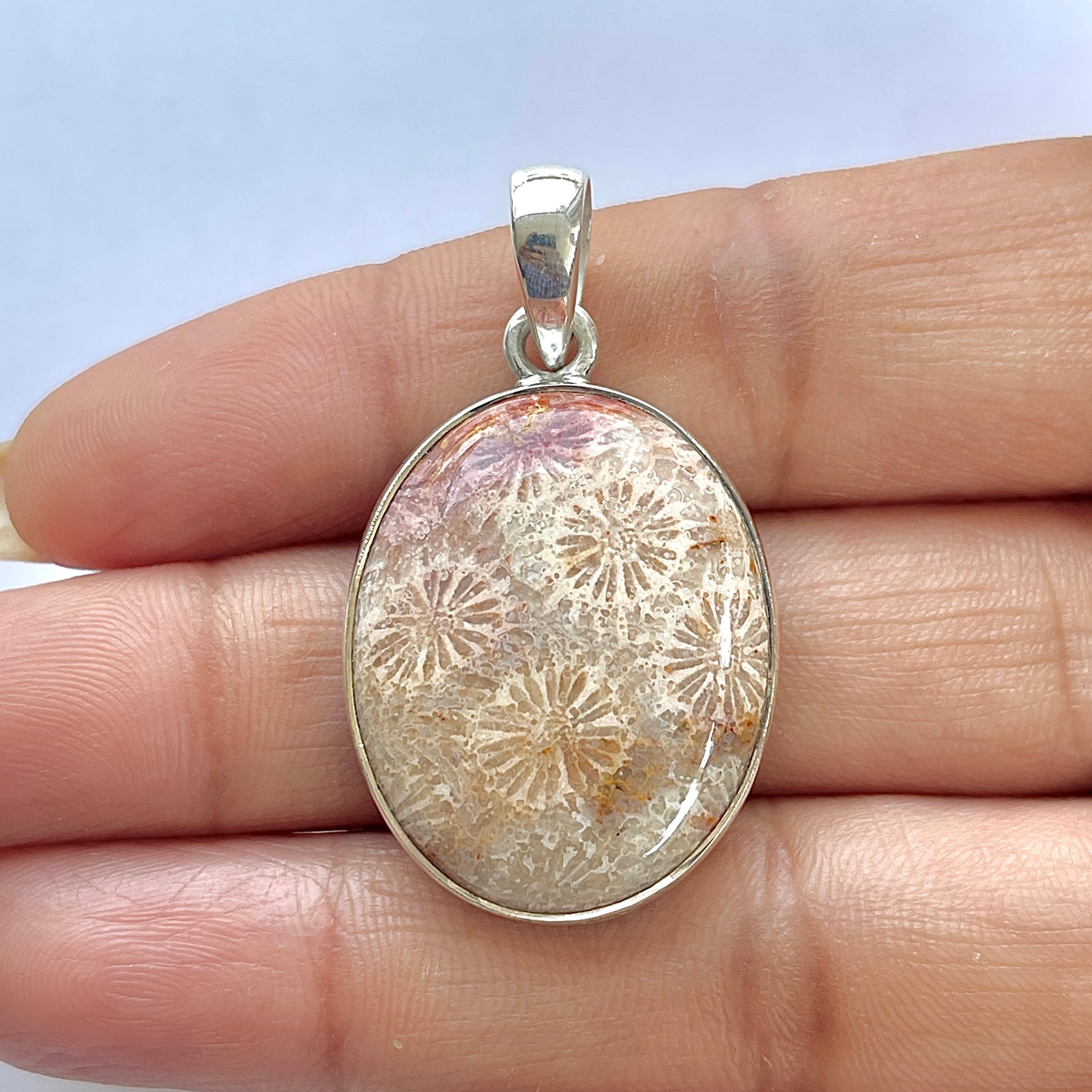 Fossilized Coral Pendant-(FSC-1-2)