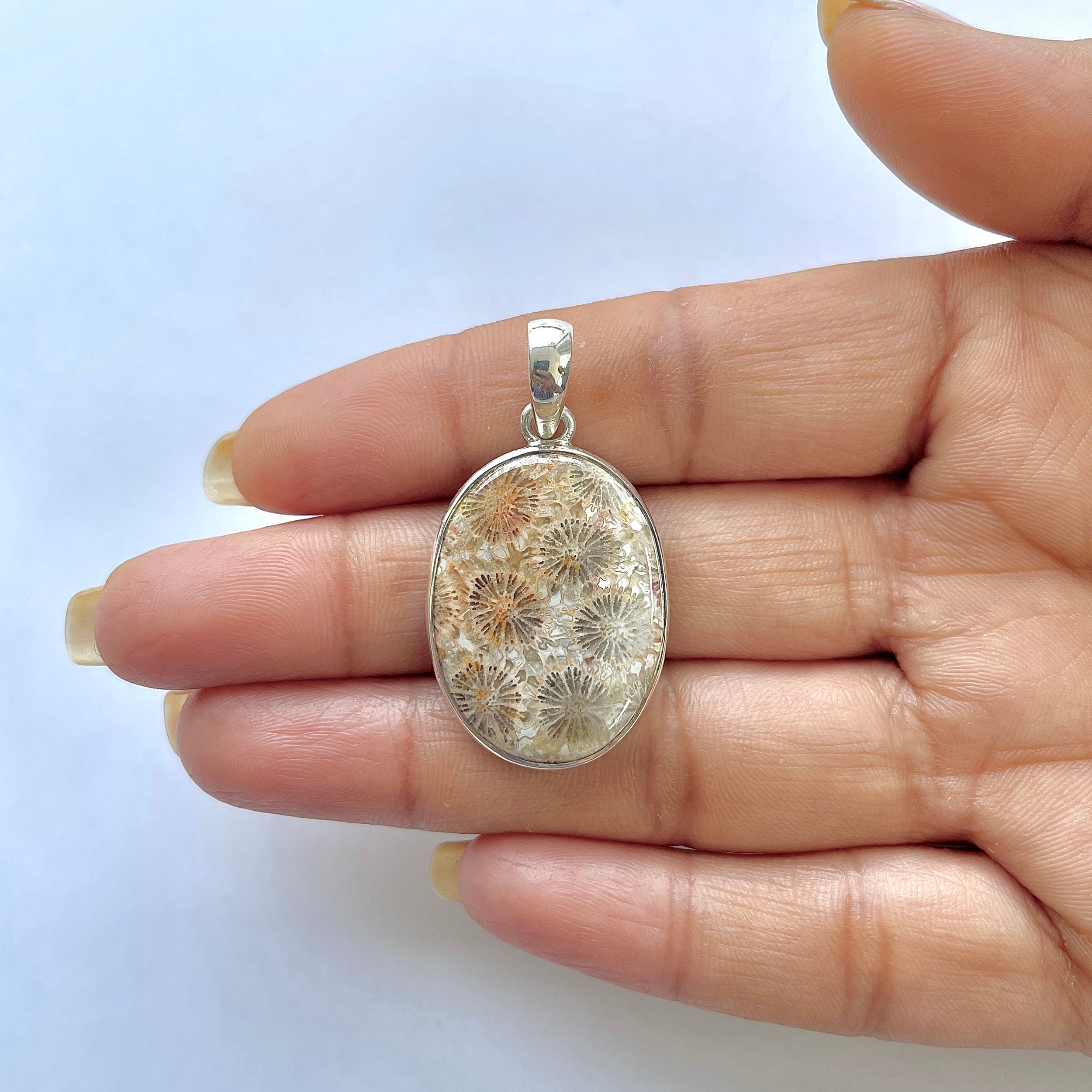 Fossilized Coral Pendant-(FSC-1-20)