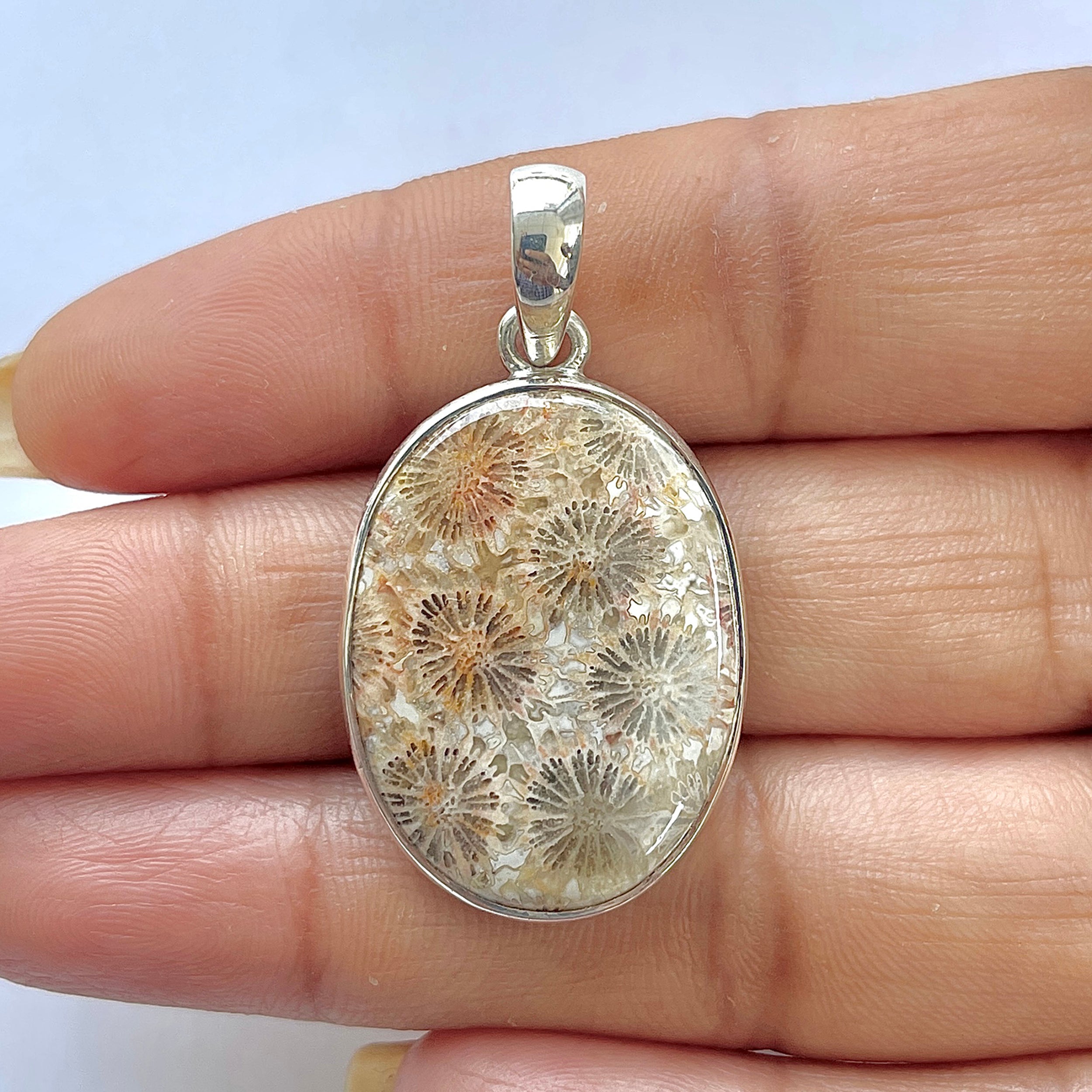 Fossilized Coral Pendant-(FSC-1-20)