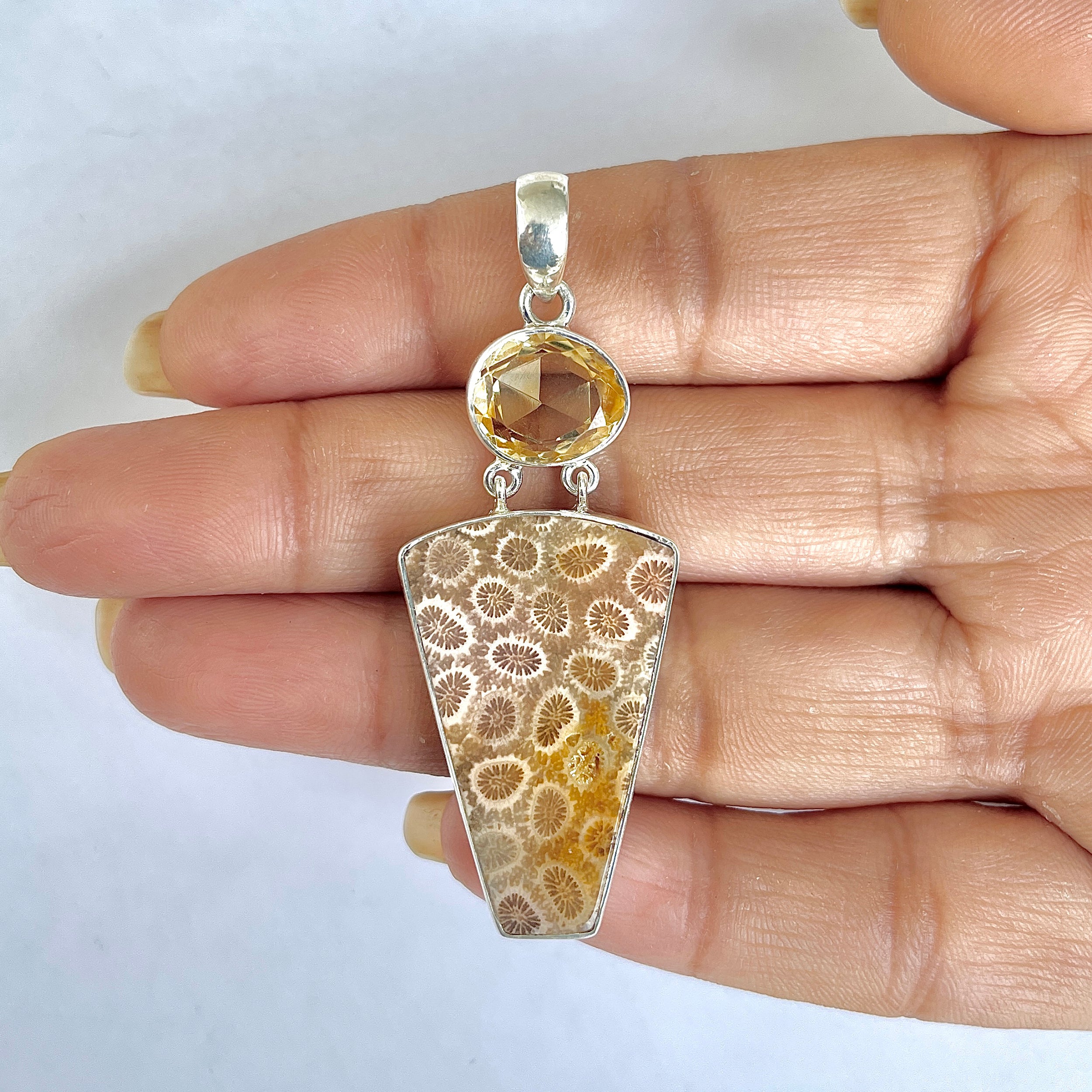 Fossilized Coral Pendant-(FSC-1-22)