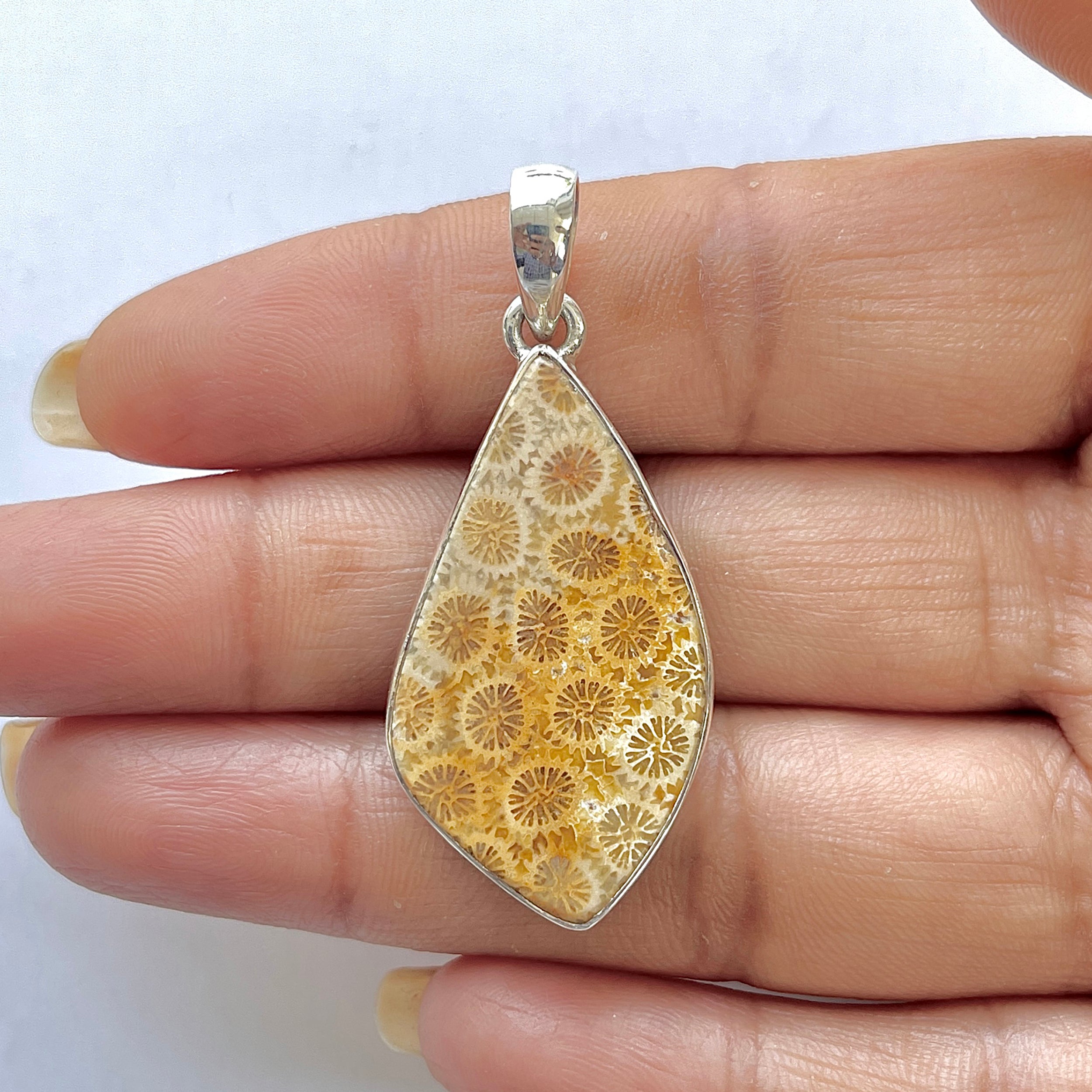 Fossilized Coral Pendant-(FSC-1-9)