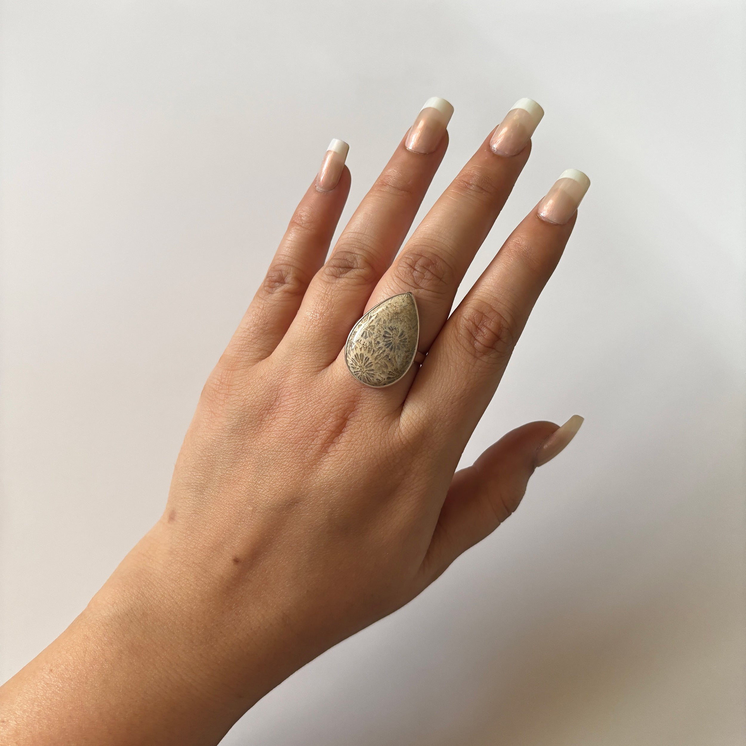 Fossilized Coral Ring-(FSC-2-12)