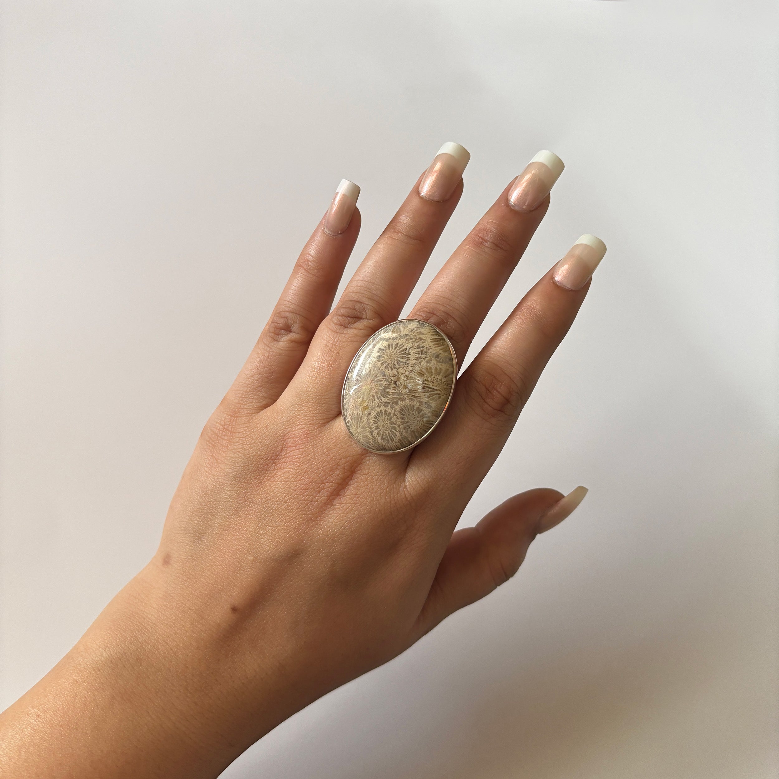 Fossilized Coral Ring-(FSC-2-5)