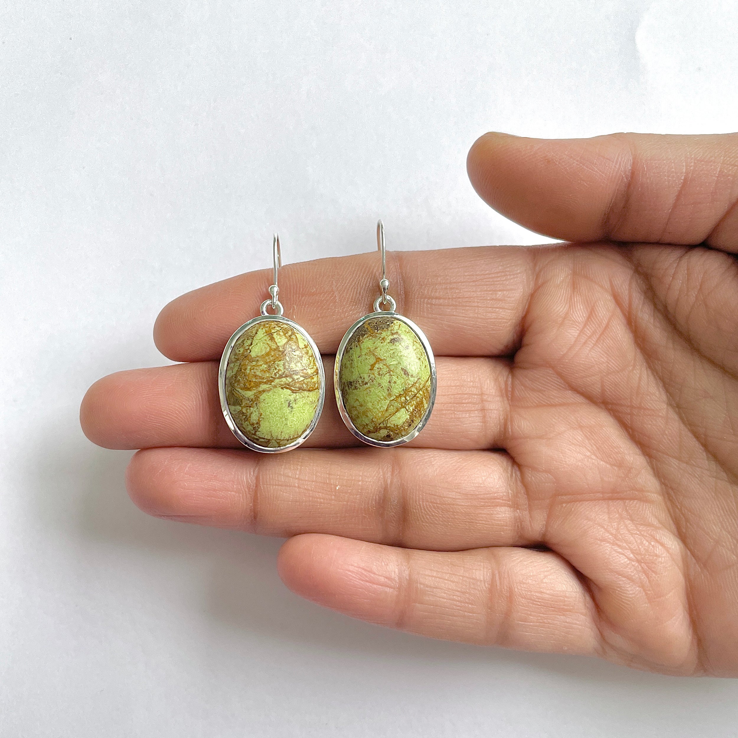Gaspeite Earring-(GAS-3-4)
