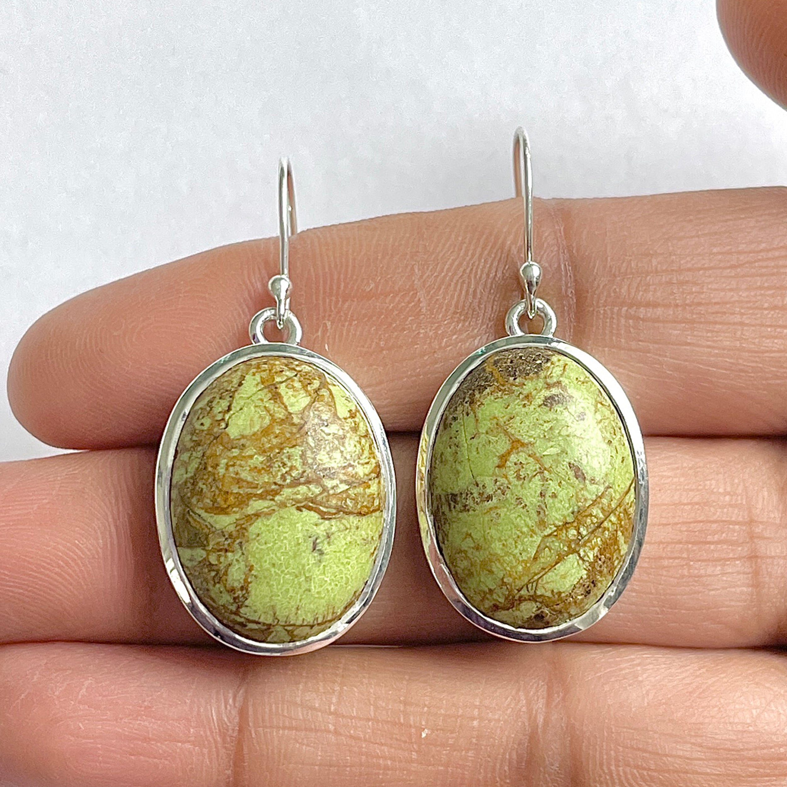 Gaspeite Earring-(GAS-3-4)