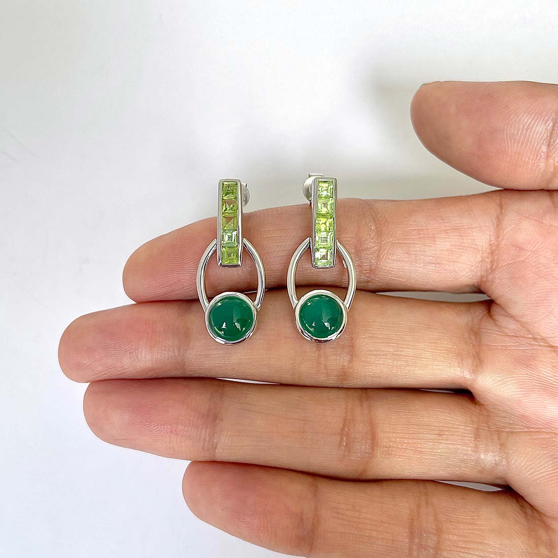 Green Onyx Earring-(GRO-RDE-104)