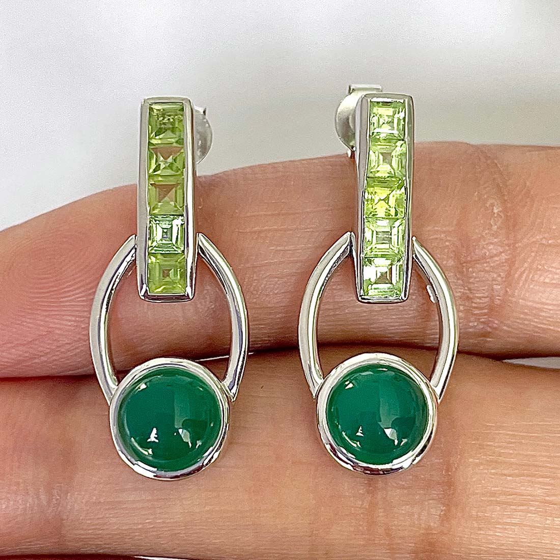 Green Onyx Earring-(GRO-RDE-104)