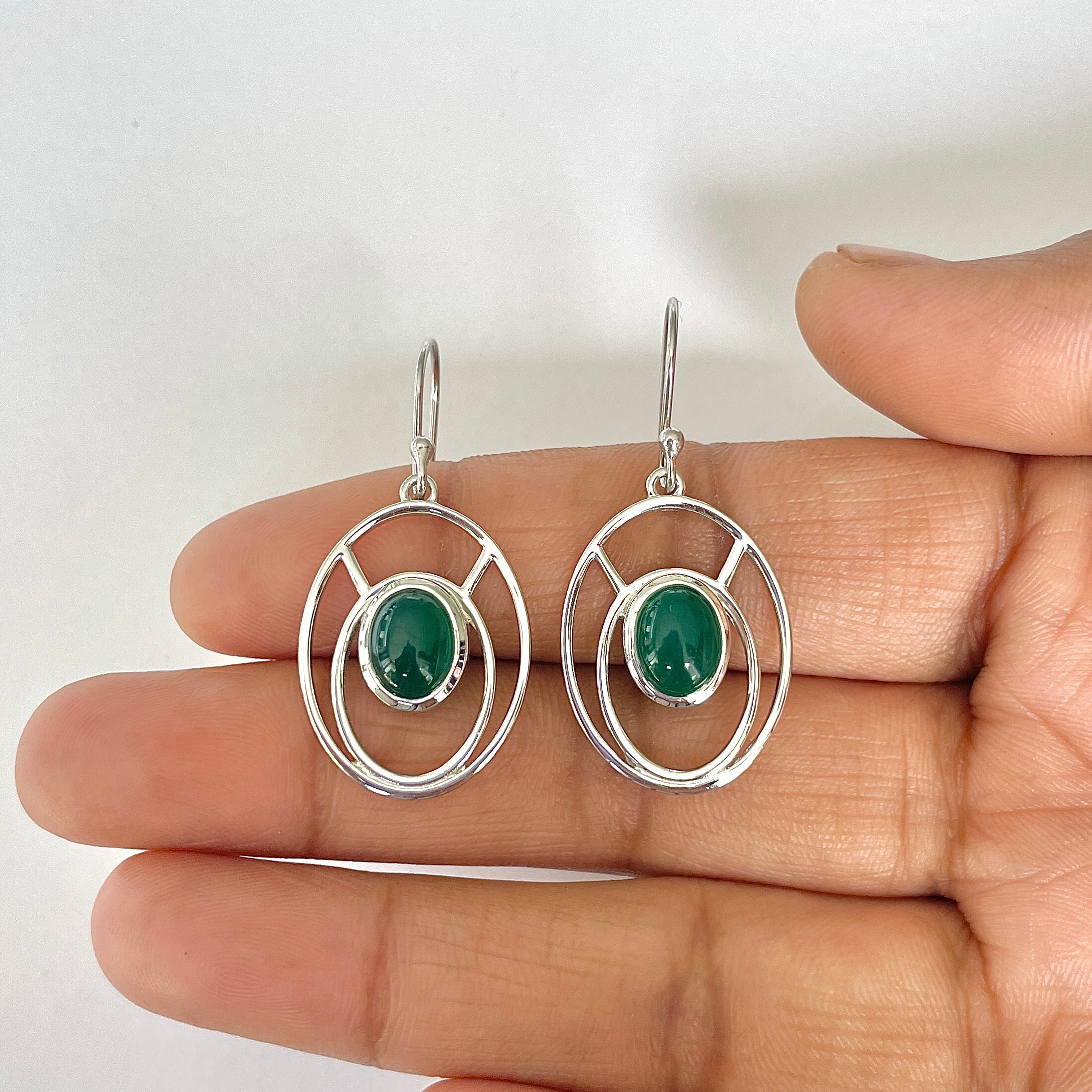 Green Onyx Earring-(GRO-RDE-114)