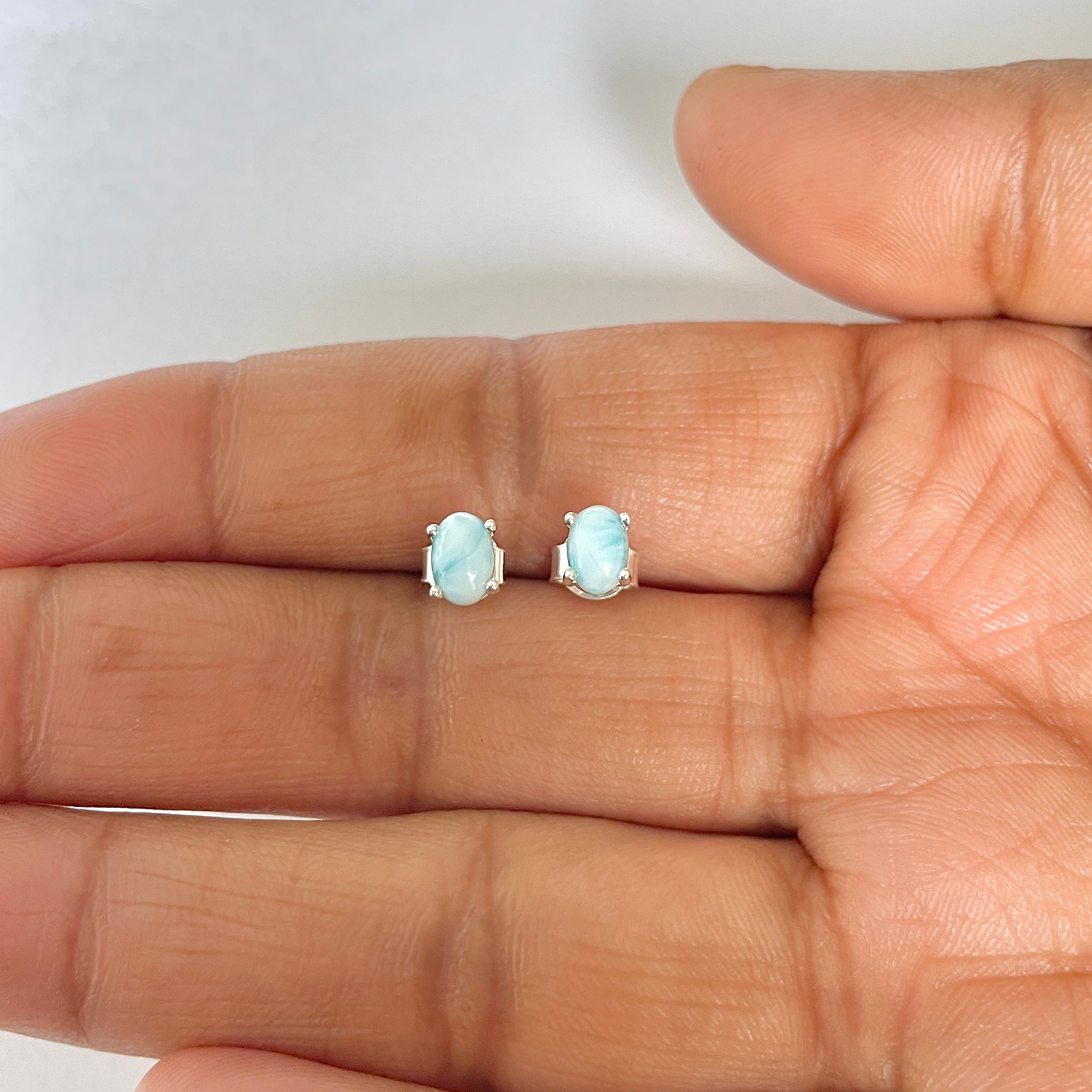 Larimar Stud Earring-(LAR-RDE-1143)