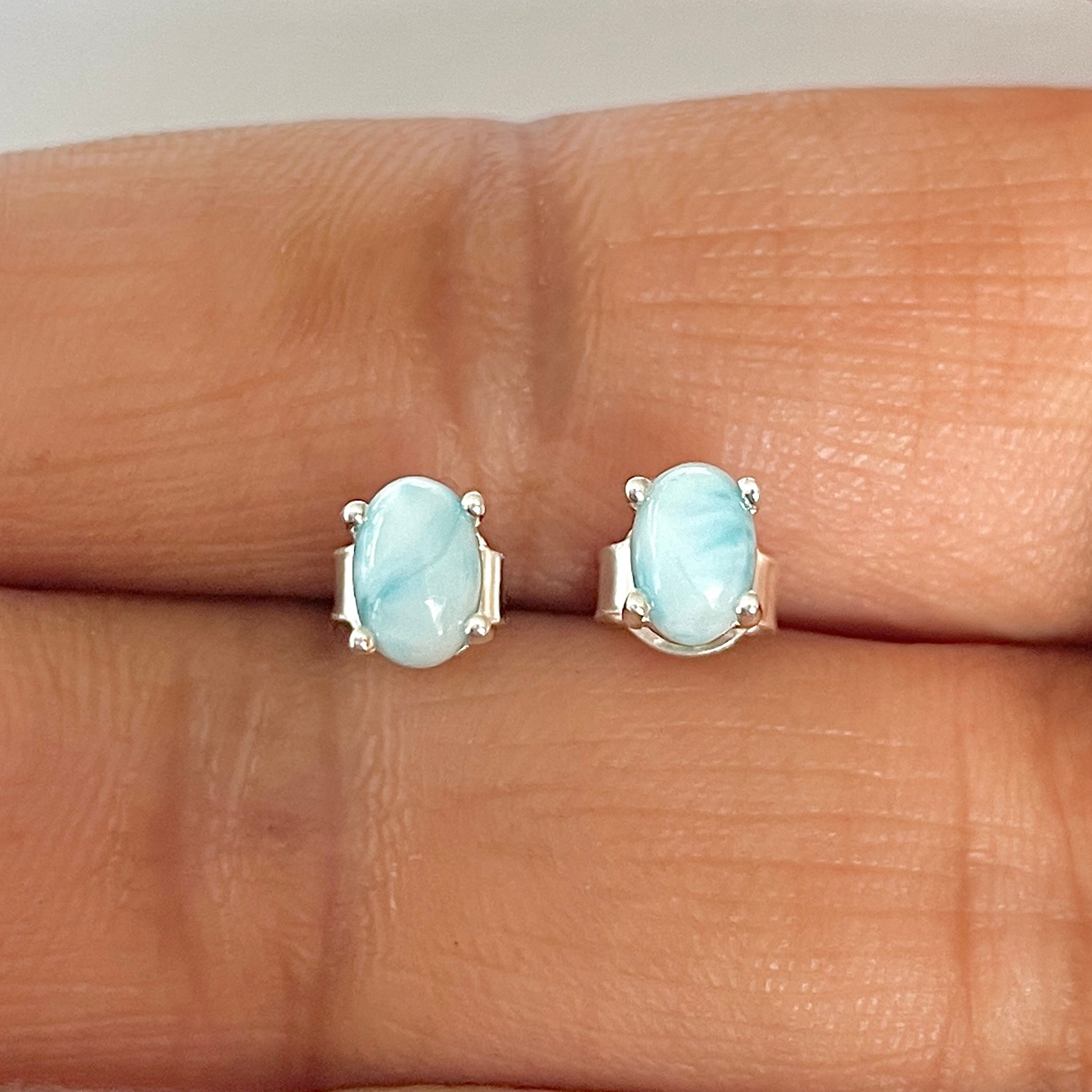 Larimar Stud Earring-(LAR-RDE-1143)