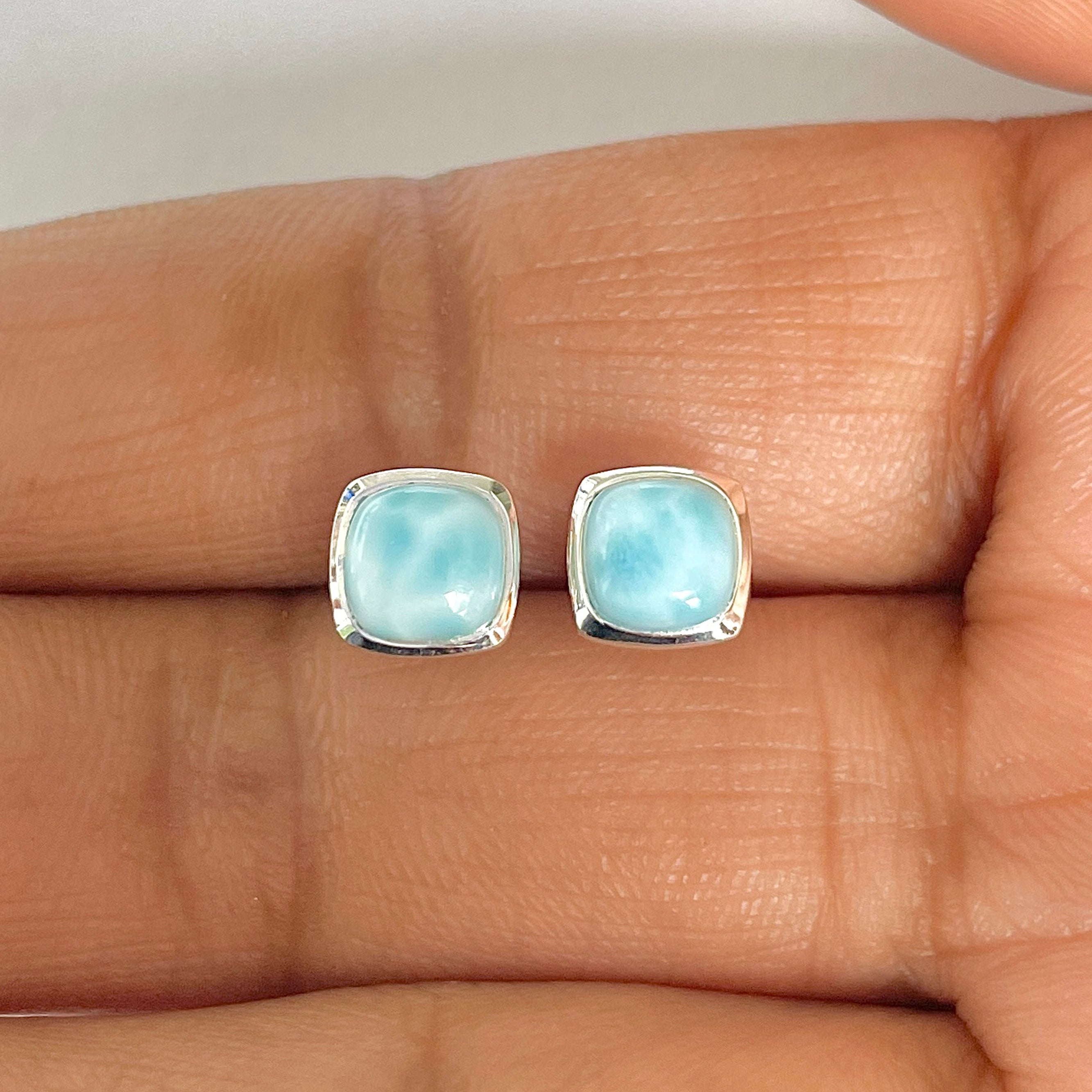 Larimar Stud Earring-(LAR-RDE-1145)