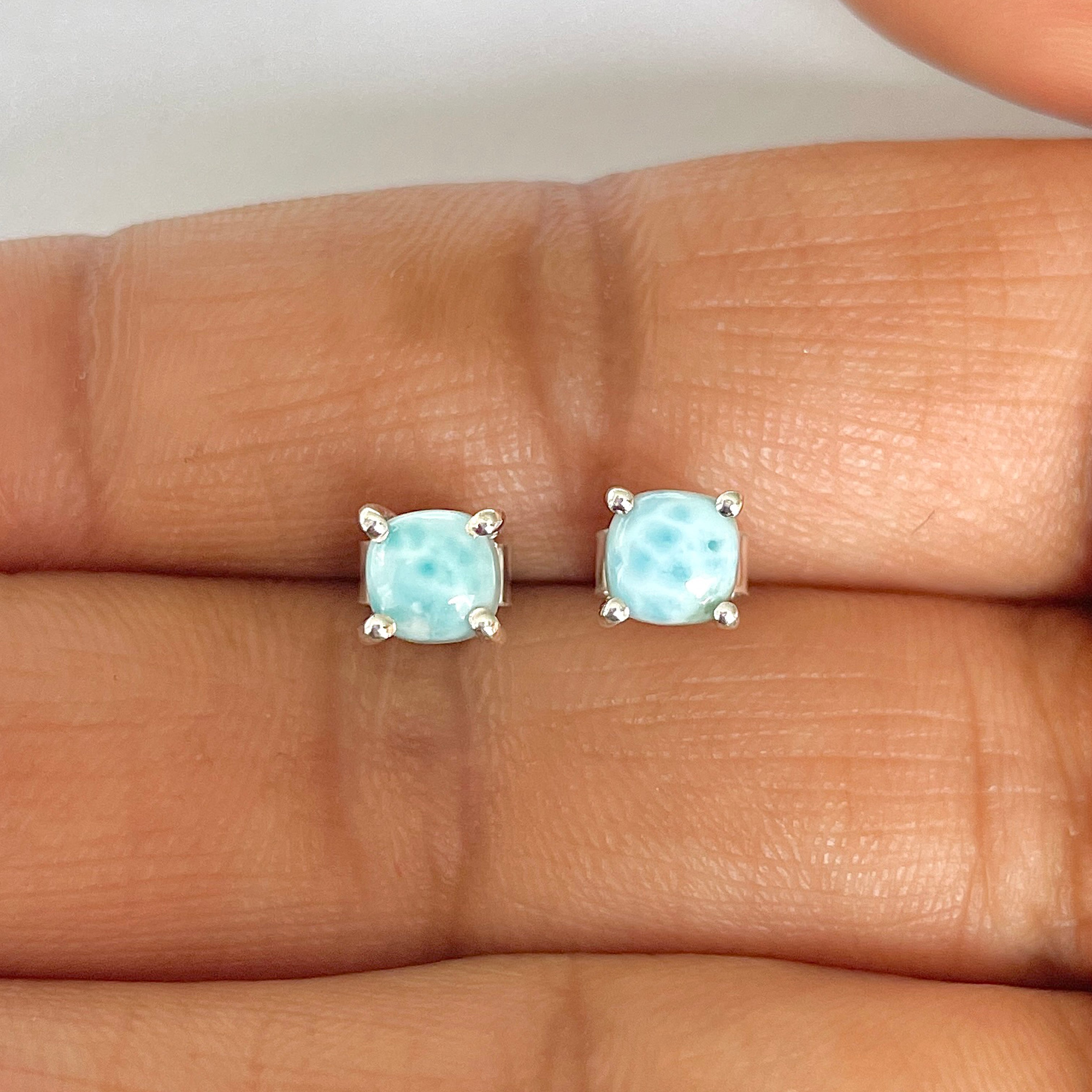 Larimar Stud Earring-(LAR-RDE-1161)