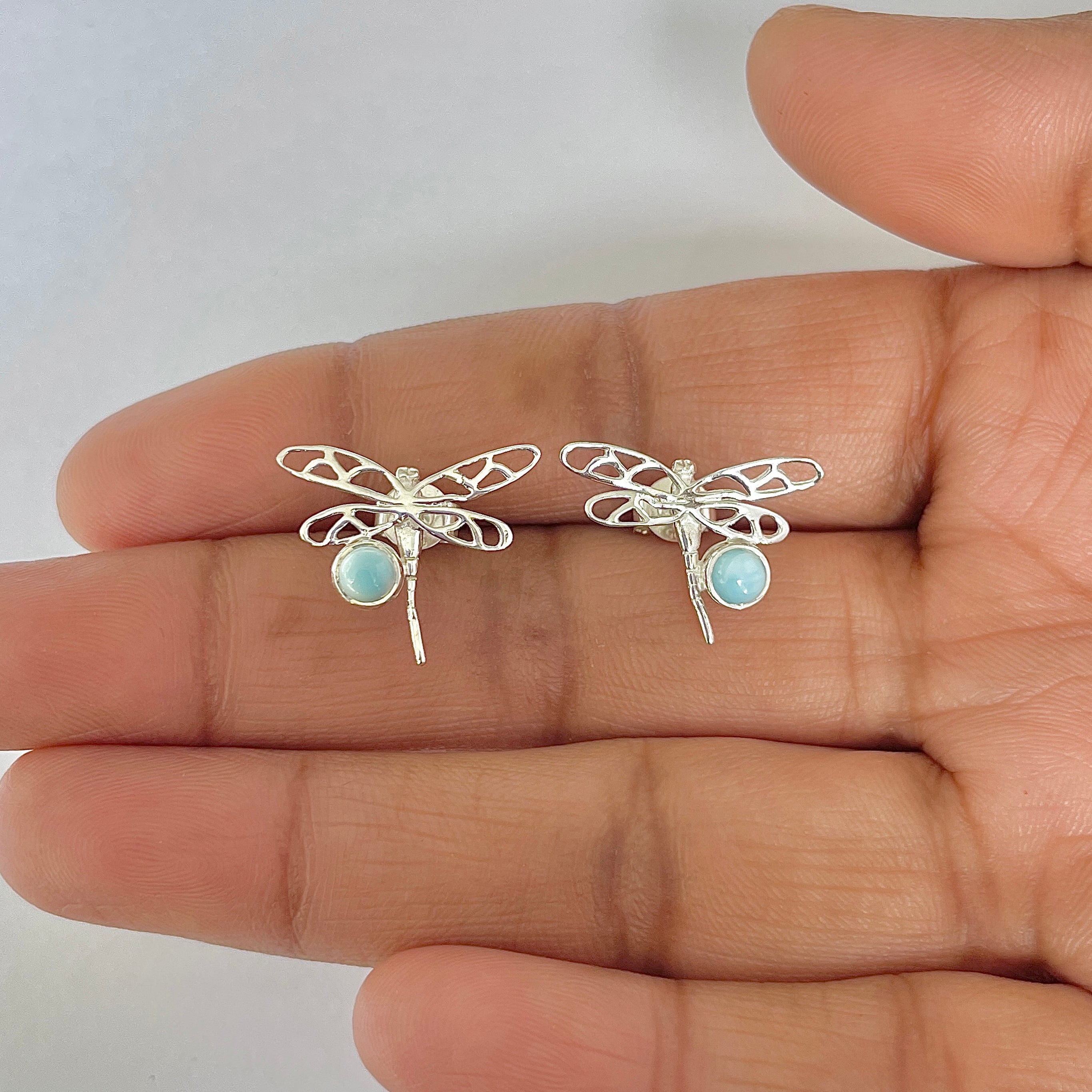 Larimar Earring-(LAR-RDE-465)