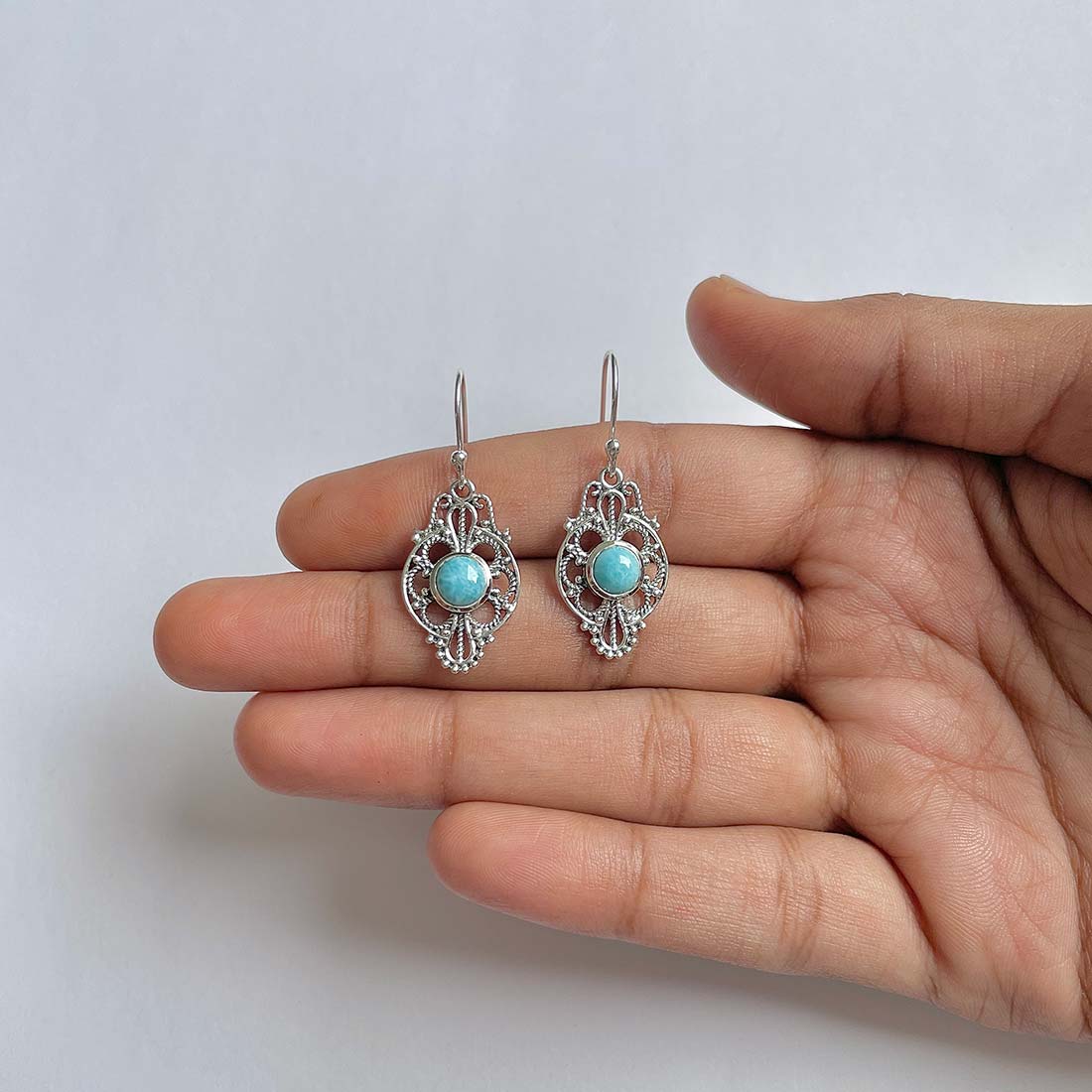 Larimar Earring-(LAR-RDE-85)