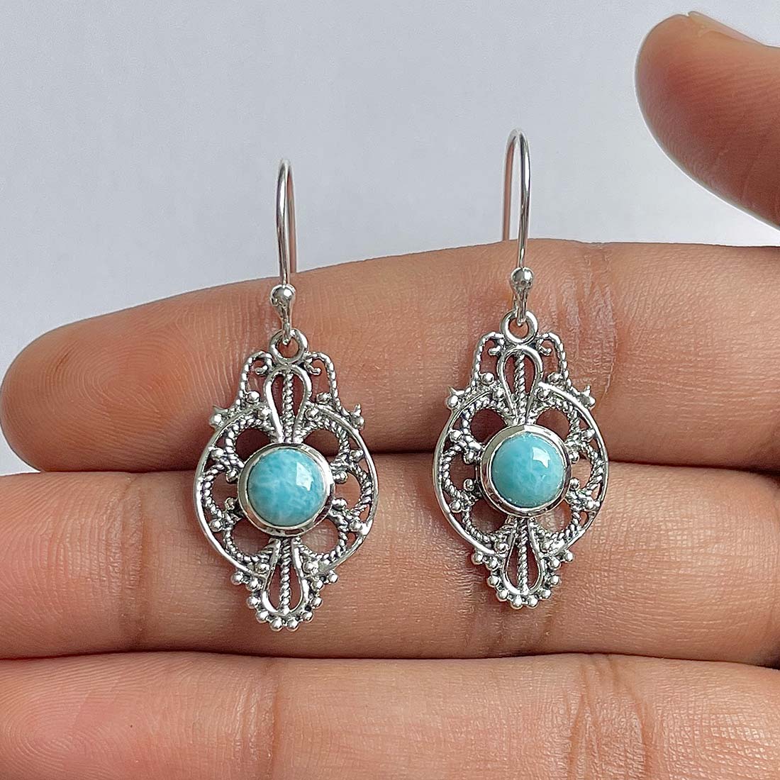 Larimar Earring-(LAR-RDE-85)