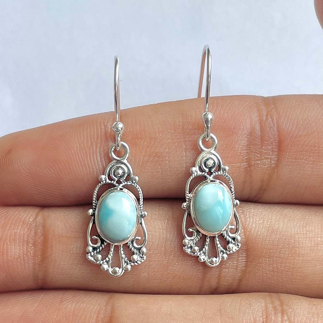 Larimar Earring-(LAR-RDE-95)