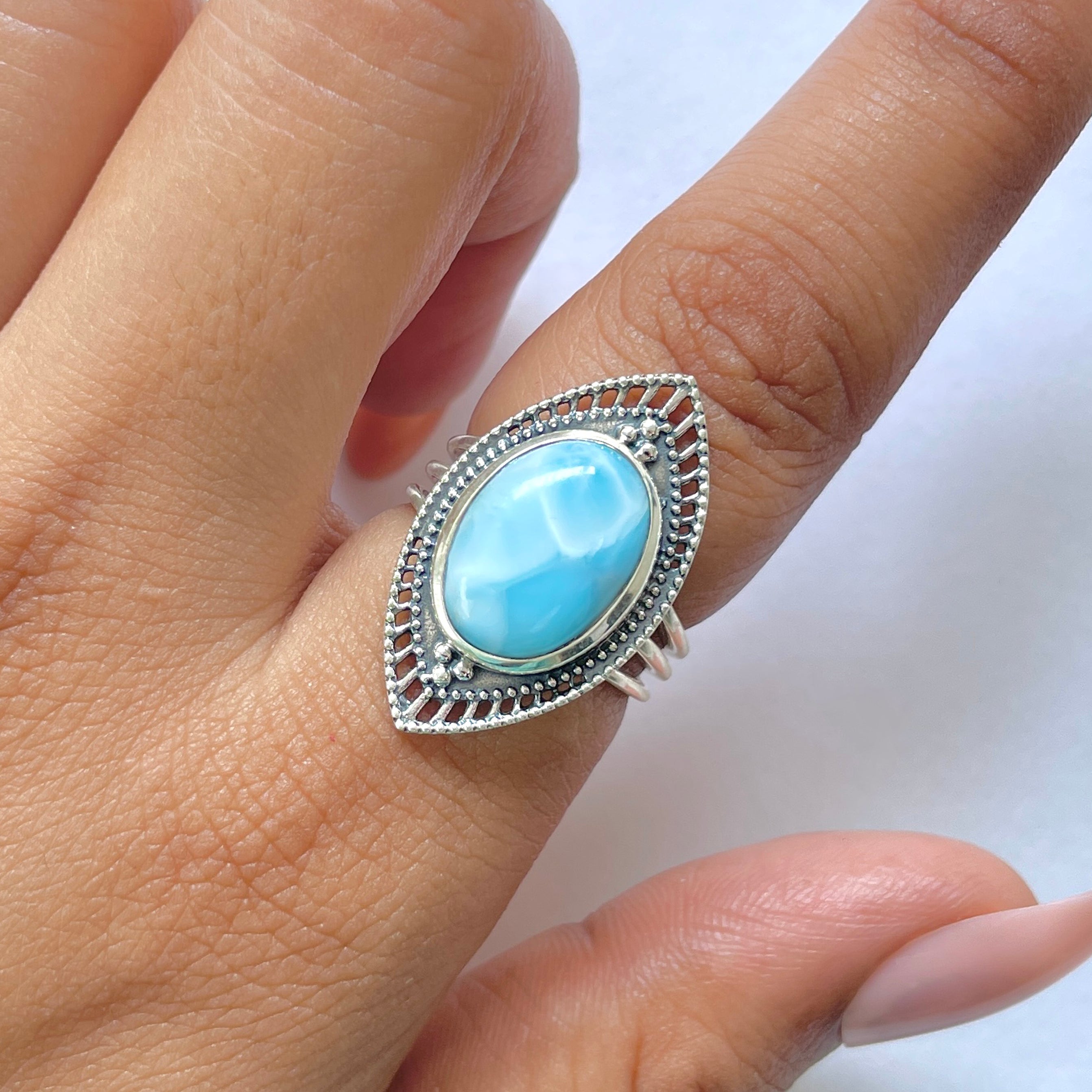 Larimar Ring-(LAR-RDR-87.)
