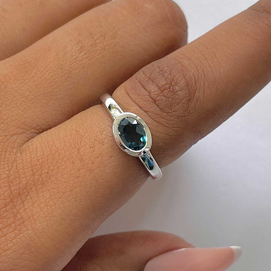 London Blue Topaz Ring-(LBTZ-RDR-4026.)