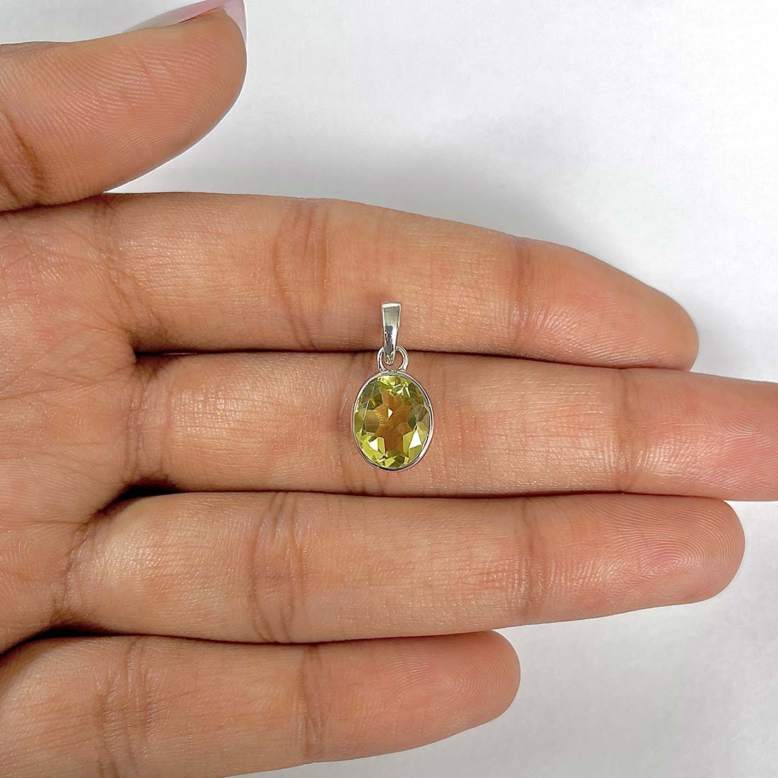 Lemon Quartz Pendant-(LEM-RDP-734)