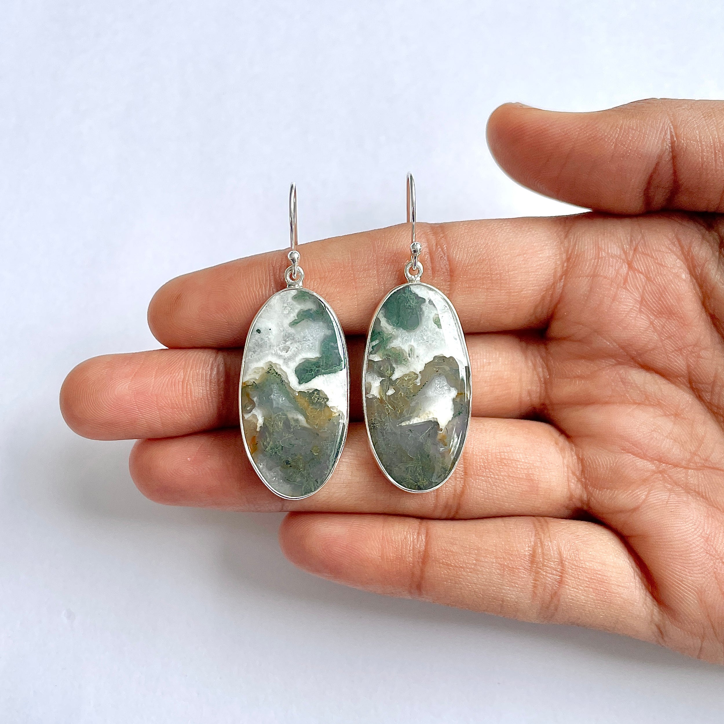 Moss Agate Earring-(MOA-3-1)