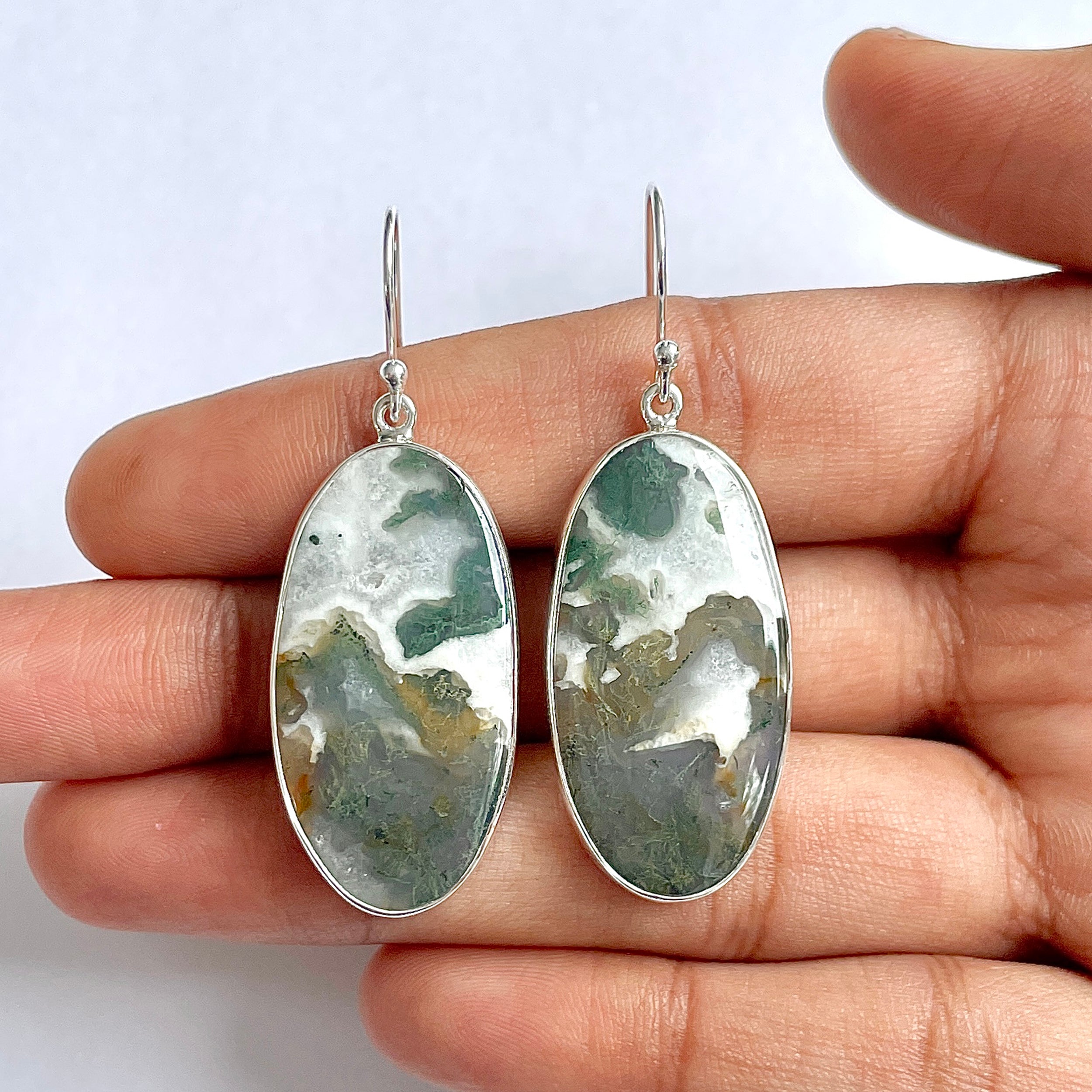 Moss Agate Earring-(MOA-3-1)