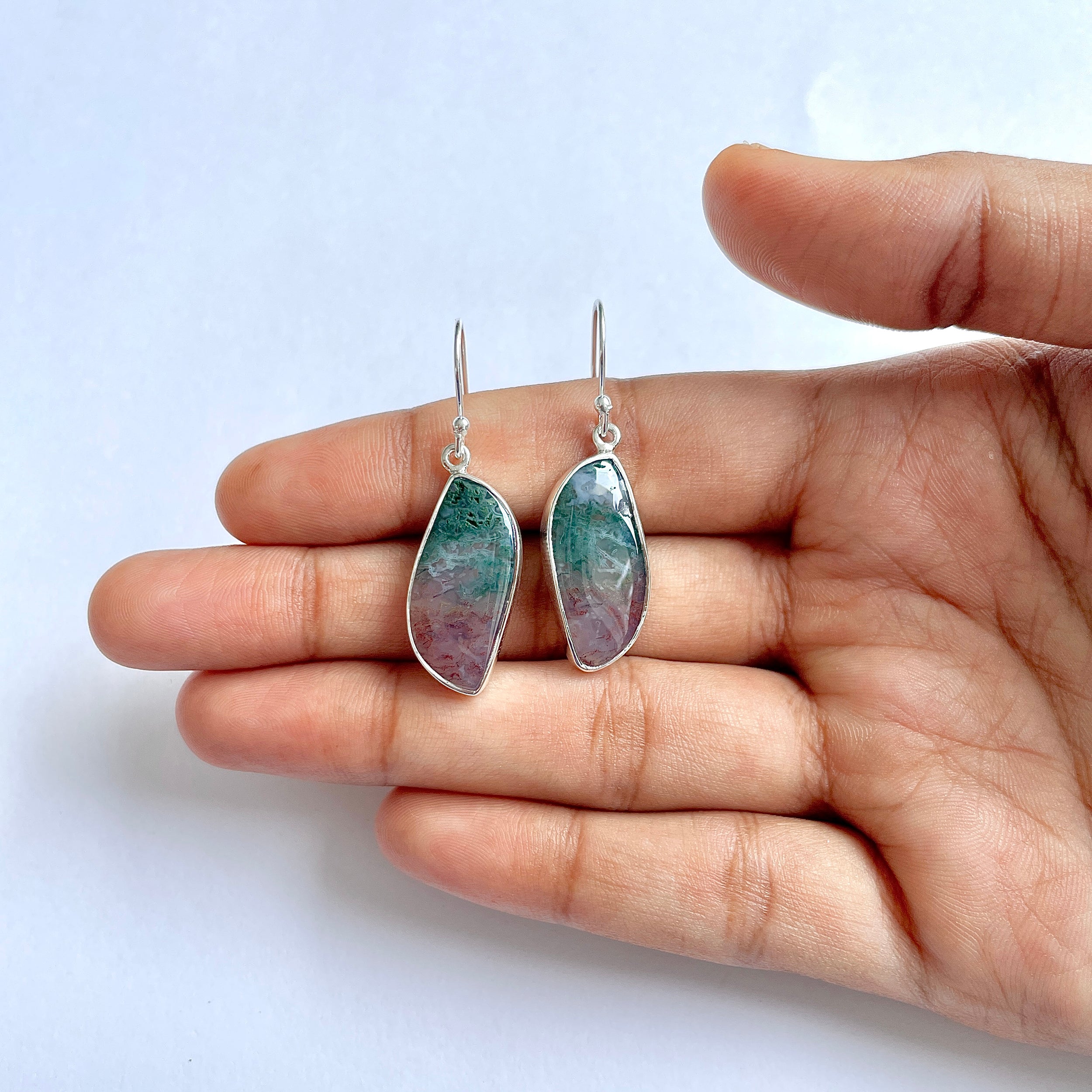 Moss Agate Earring-(MOA-3-10)