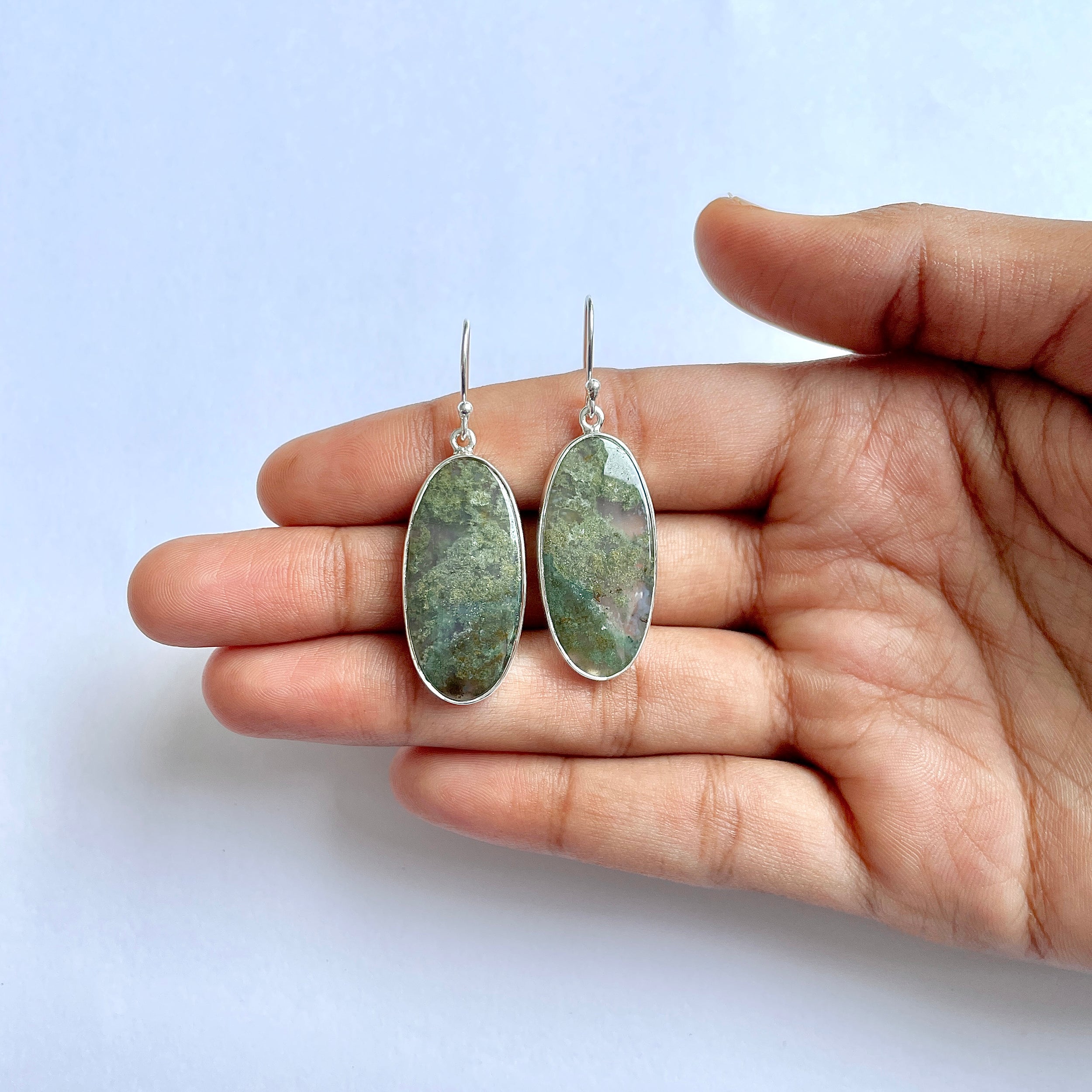 Moss Agate Earring-(MOA-3-11)