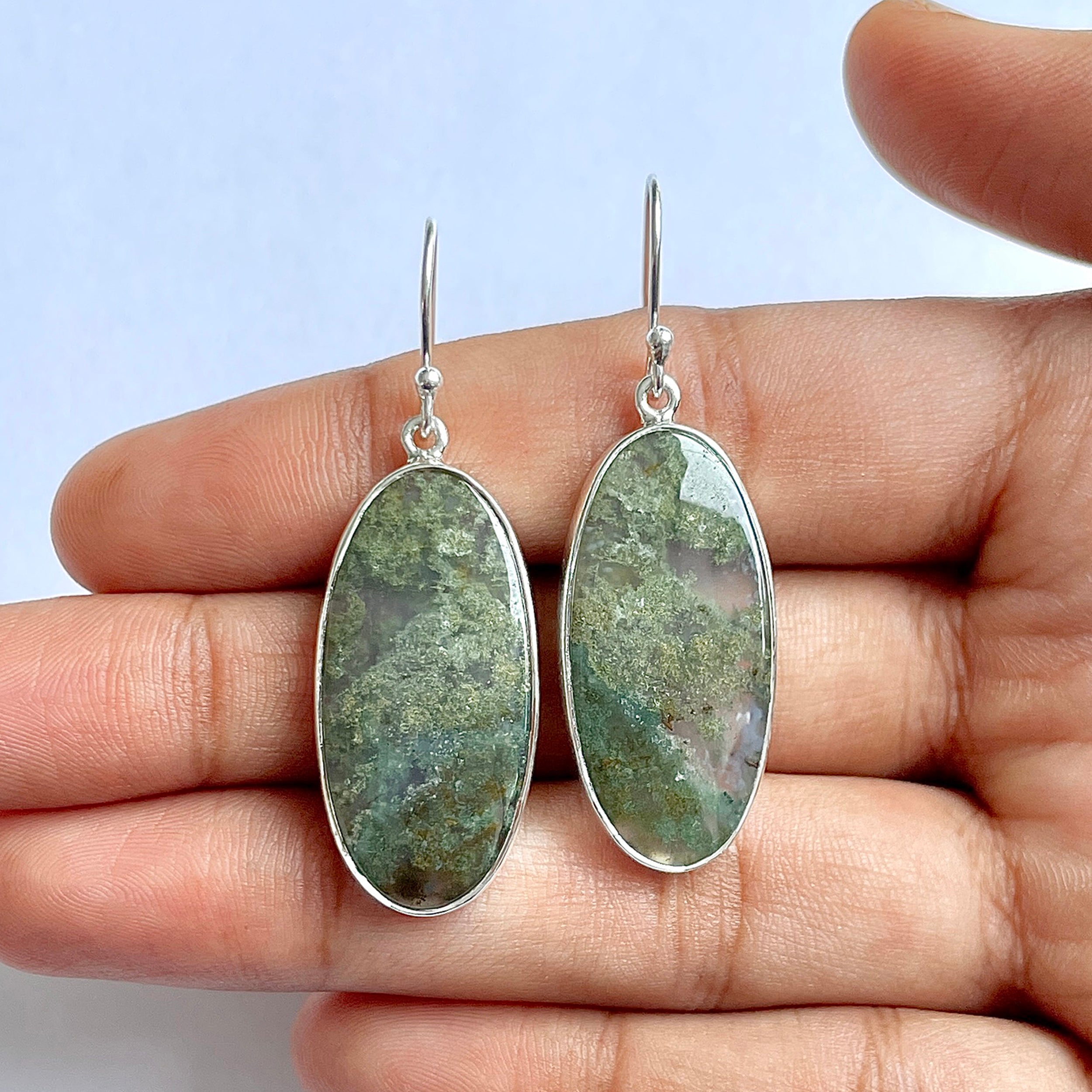 Moss Agate Earring-(MOA-3-11)