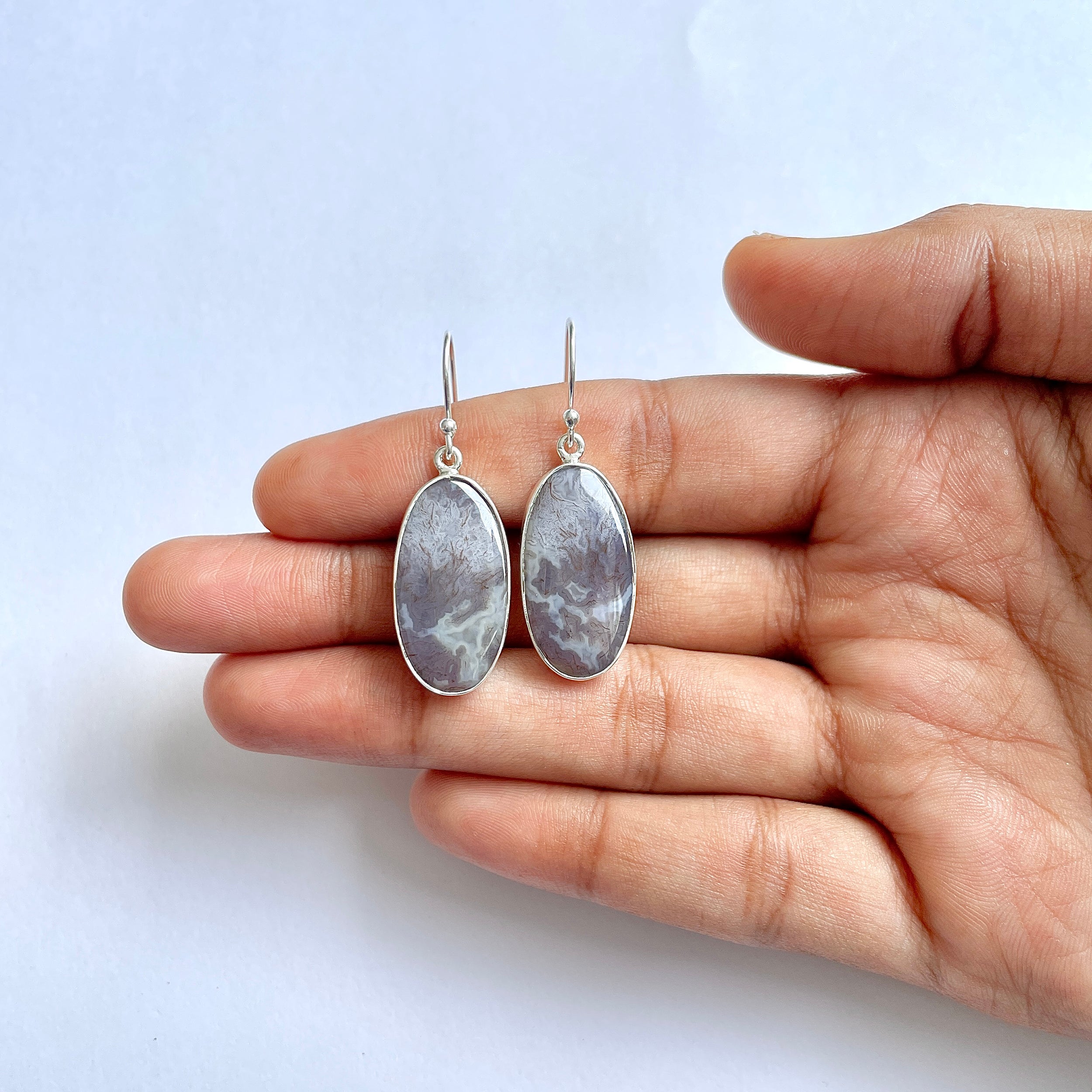 Moss Agate Earring-(MOA-3-12)