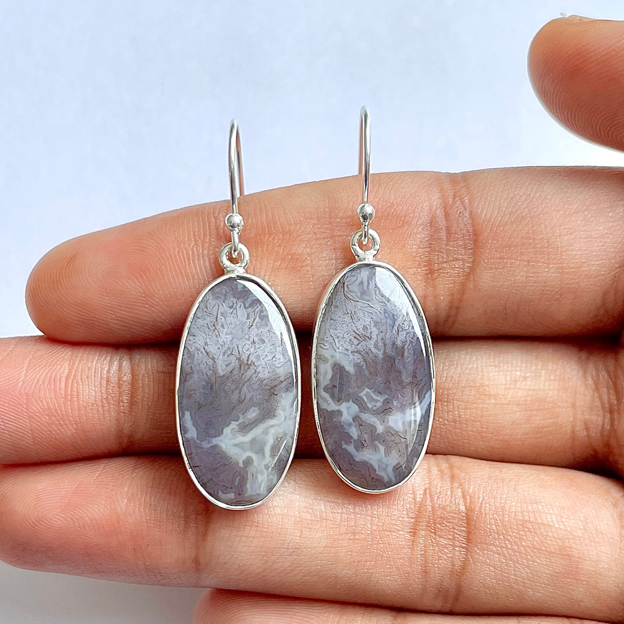 Moss Agate Earring-(MOA-3-12)