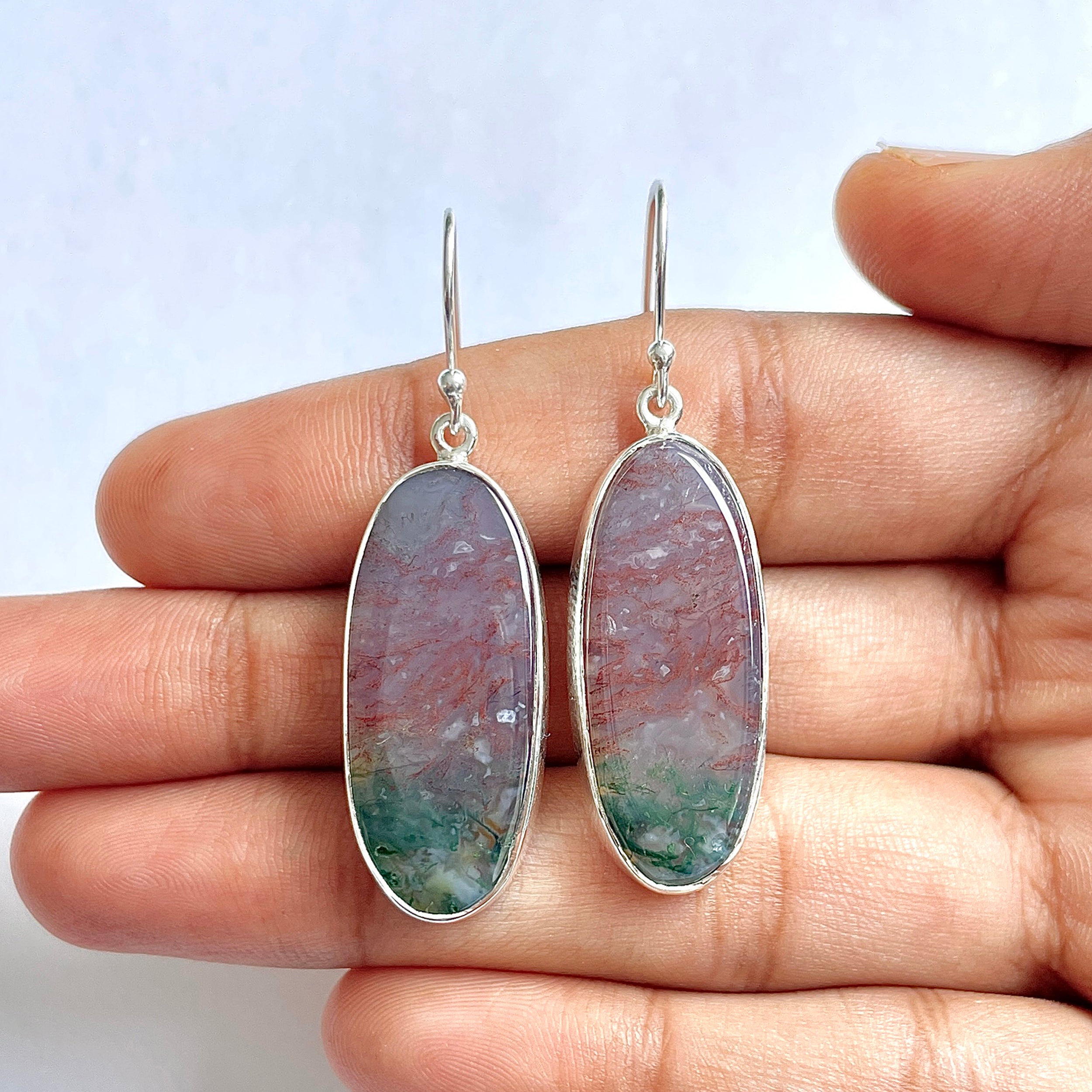Moss Agate Earring-(MOA-3-13)