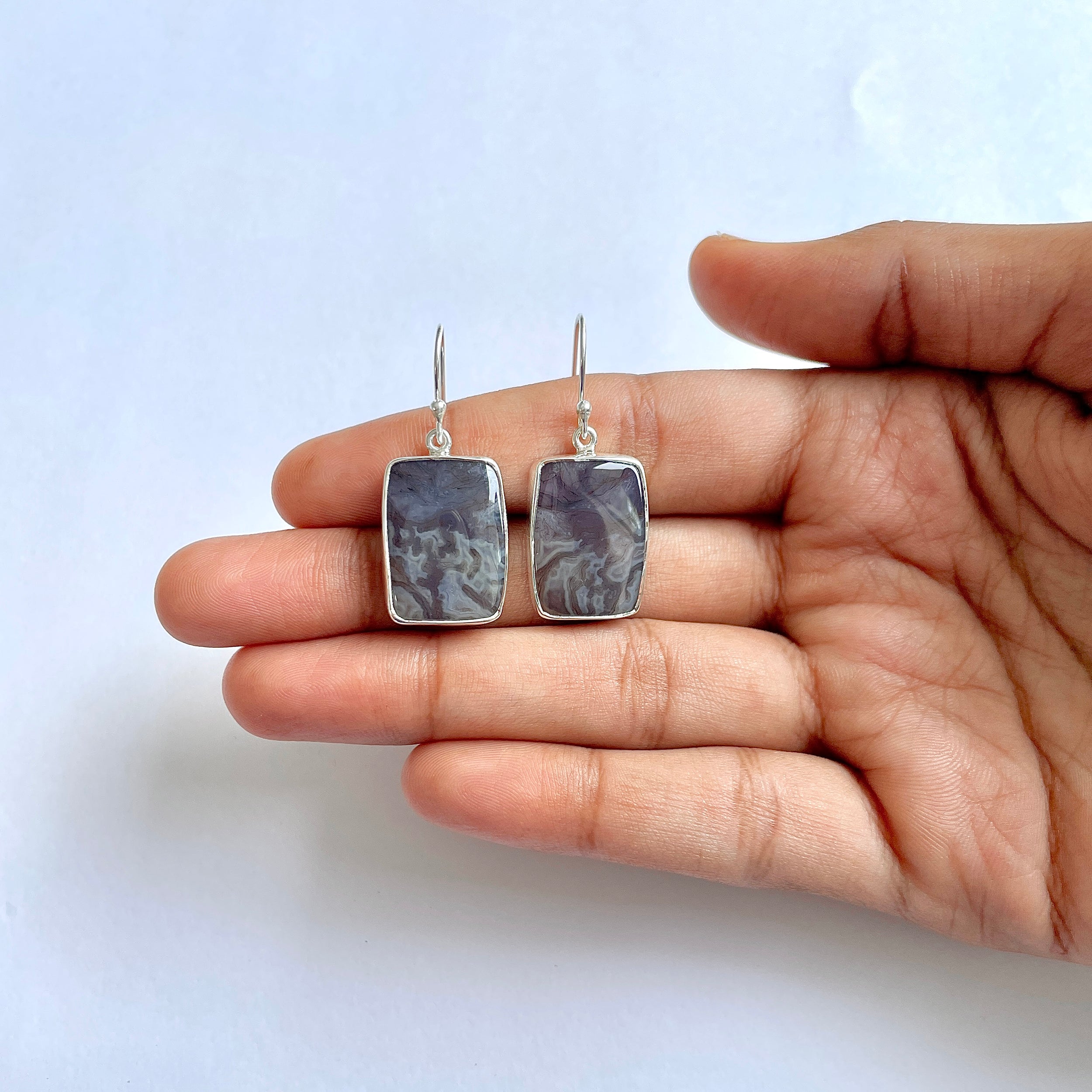 Moss Agate Earring-(MOA-3-16)