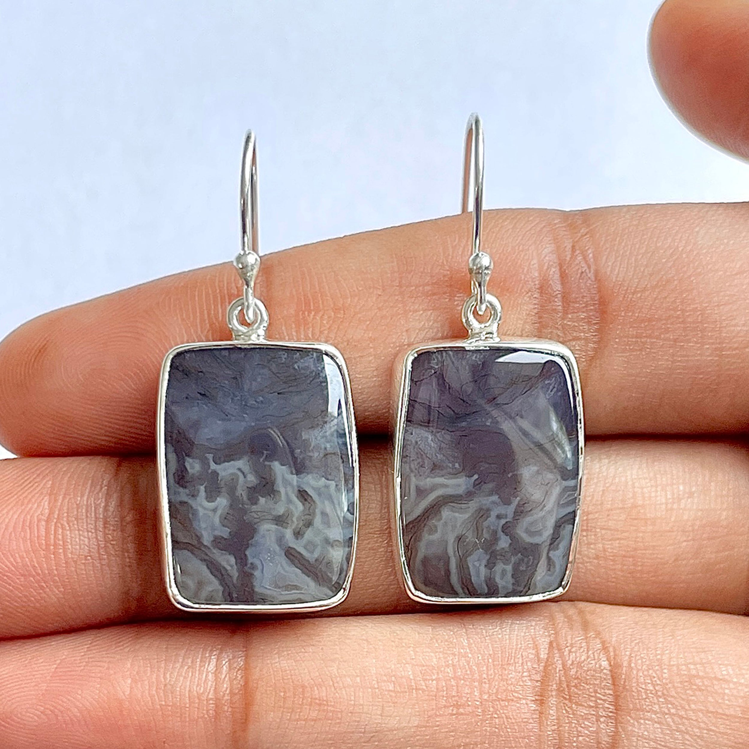 Moss Agate Earring-(MOA-3-16)