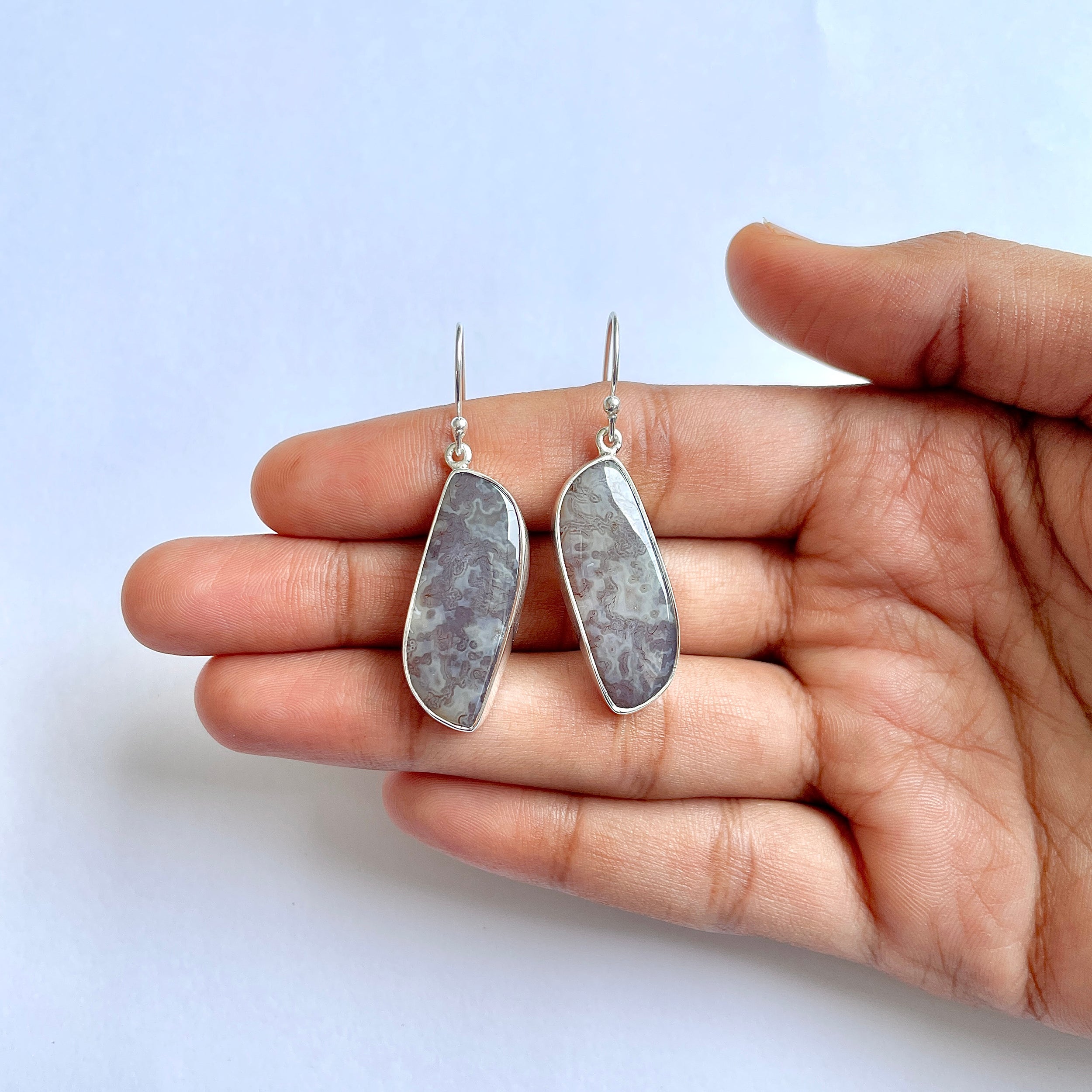 Moss Agate Earring-(MOA-3-18)
