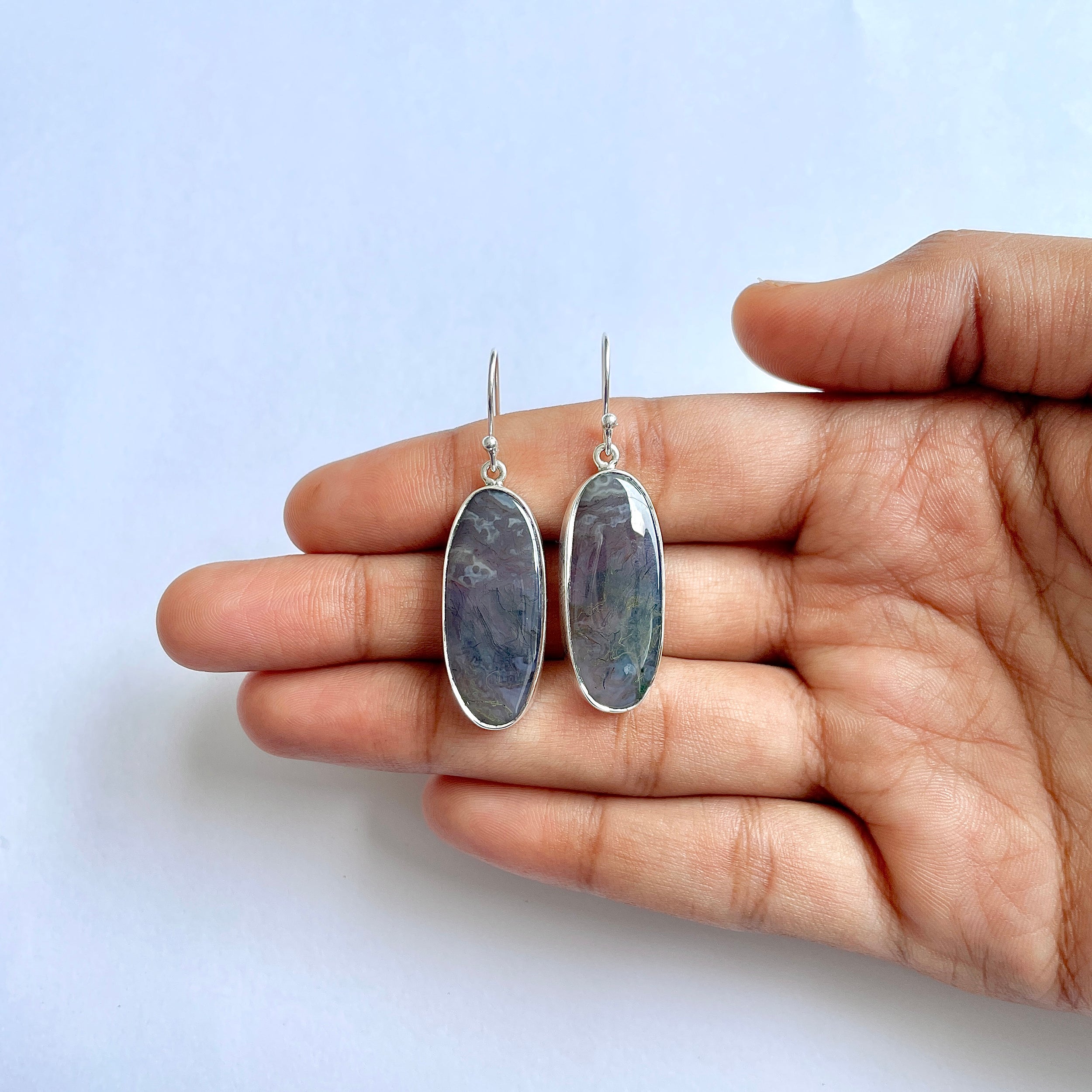 Moss Agate Earring-(MOA-3-21)