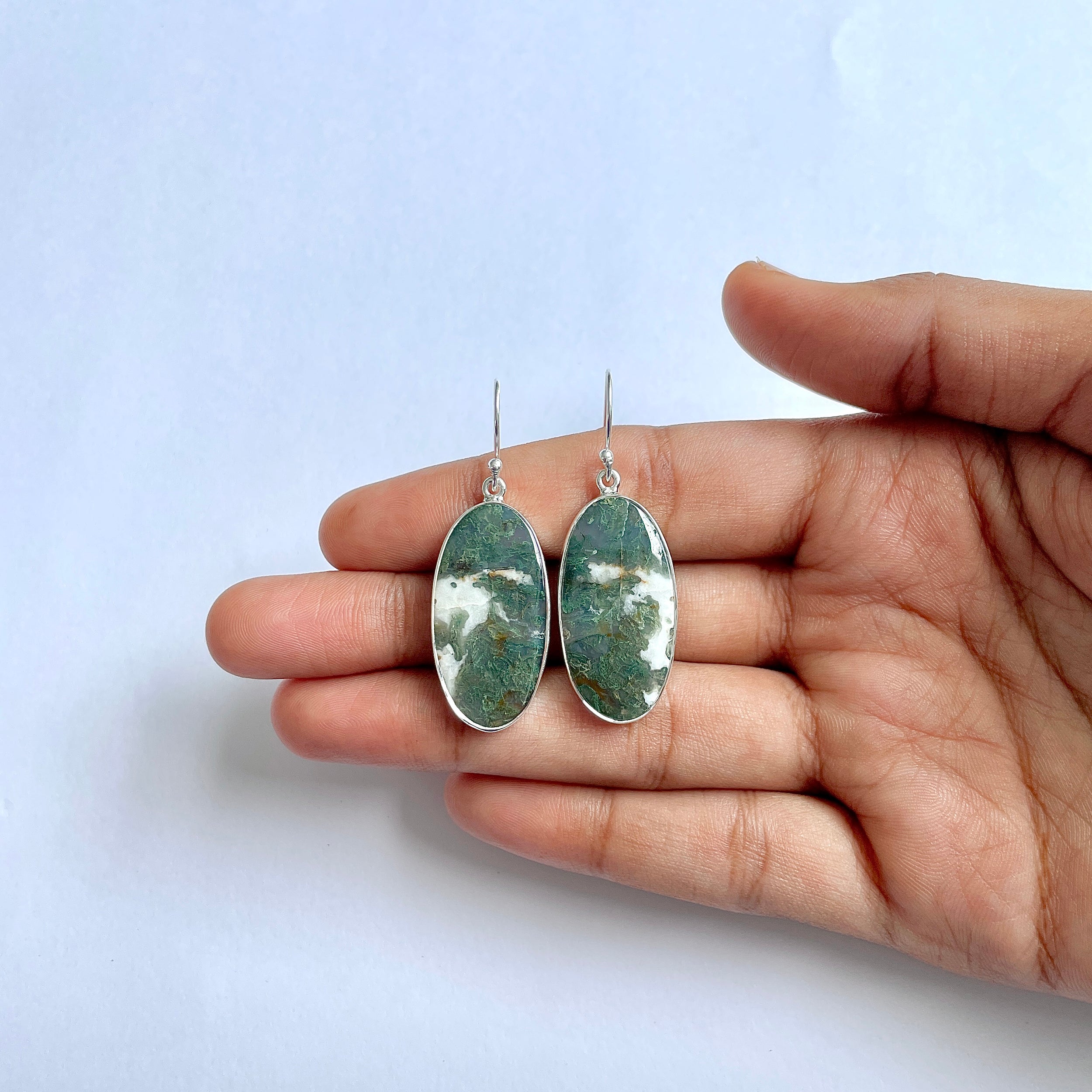 Moss Agate Earring-(MOA-3-22)