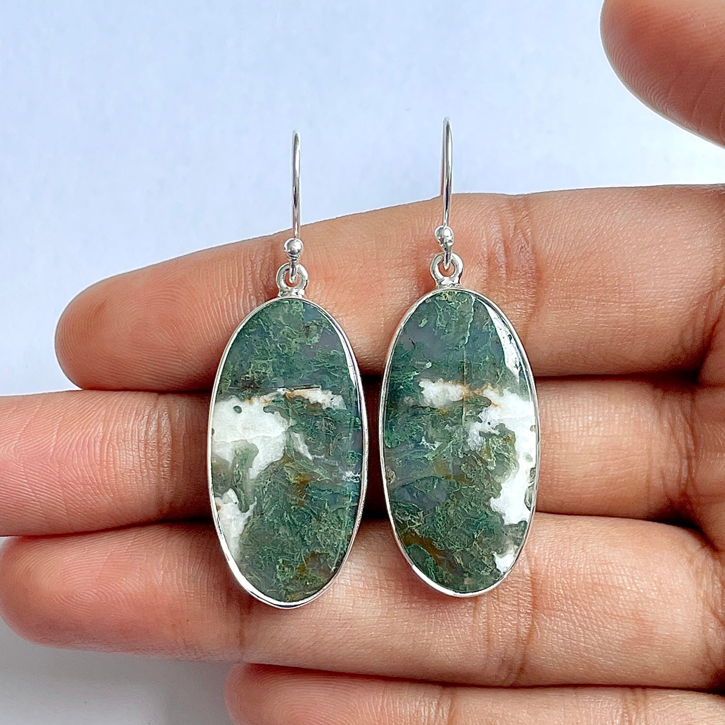 Moss Agate Earring-(MOA-3-22)