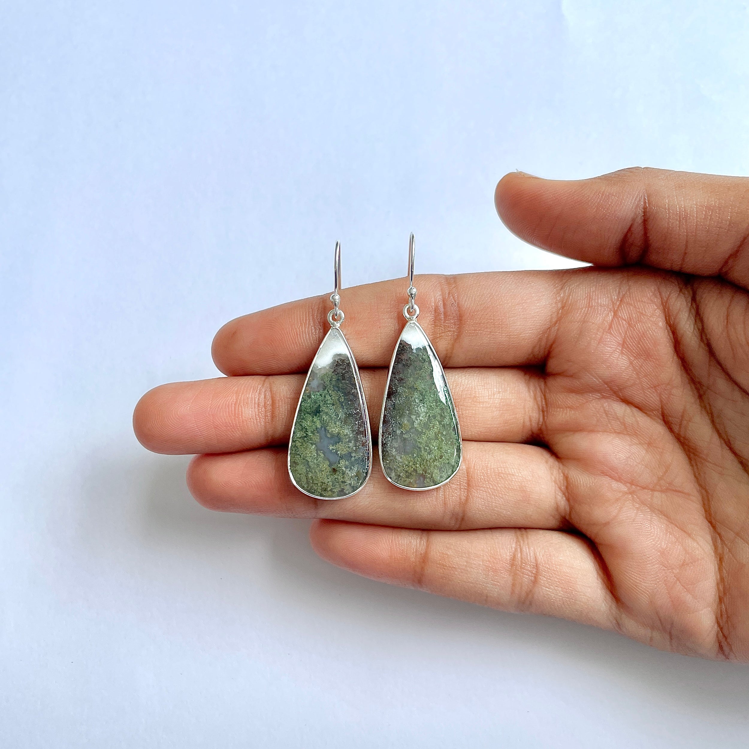 Moss Agate Earring-(MOA-3-23)