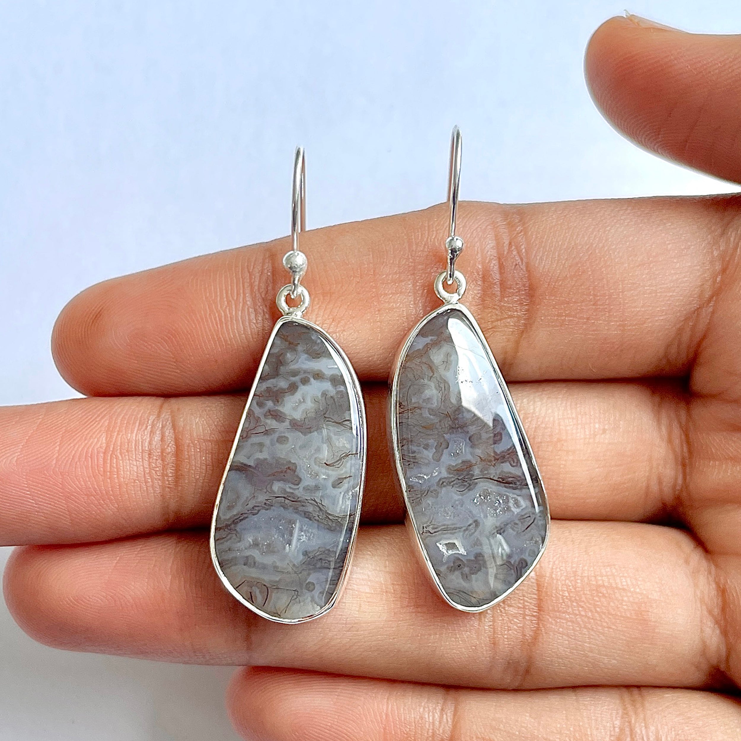 Moss Agate Earring-(MOA-3-24)