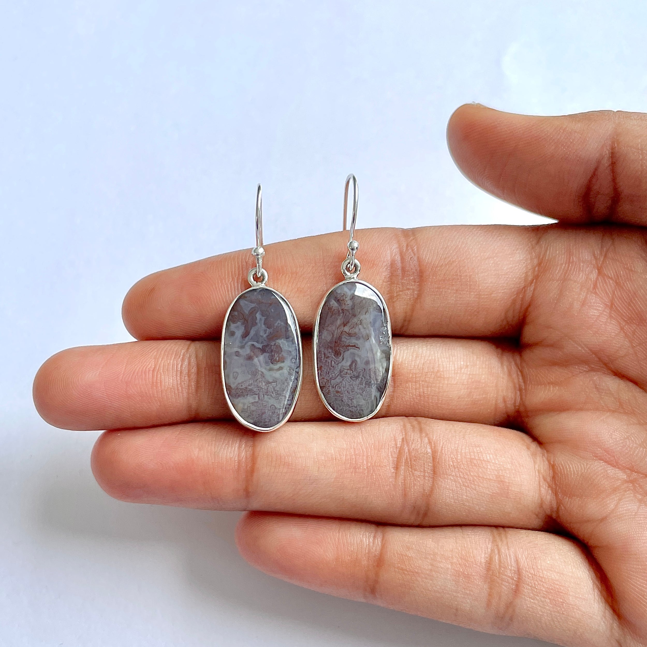 Moss Agate Earring-(MOA-3-3)