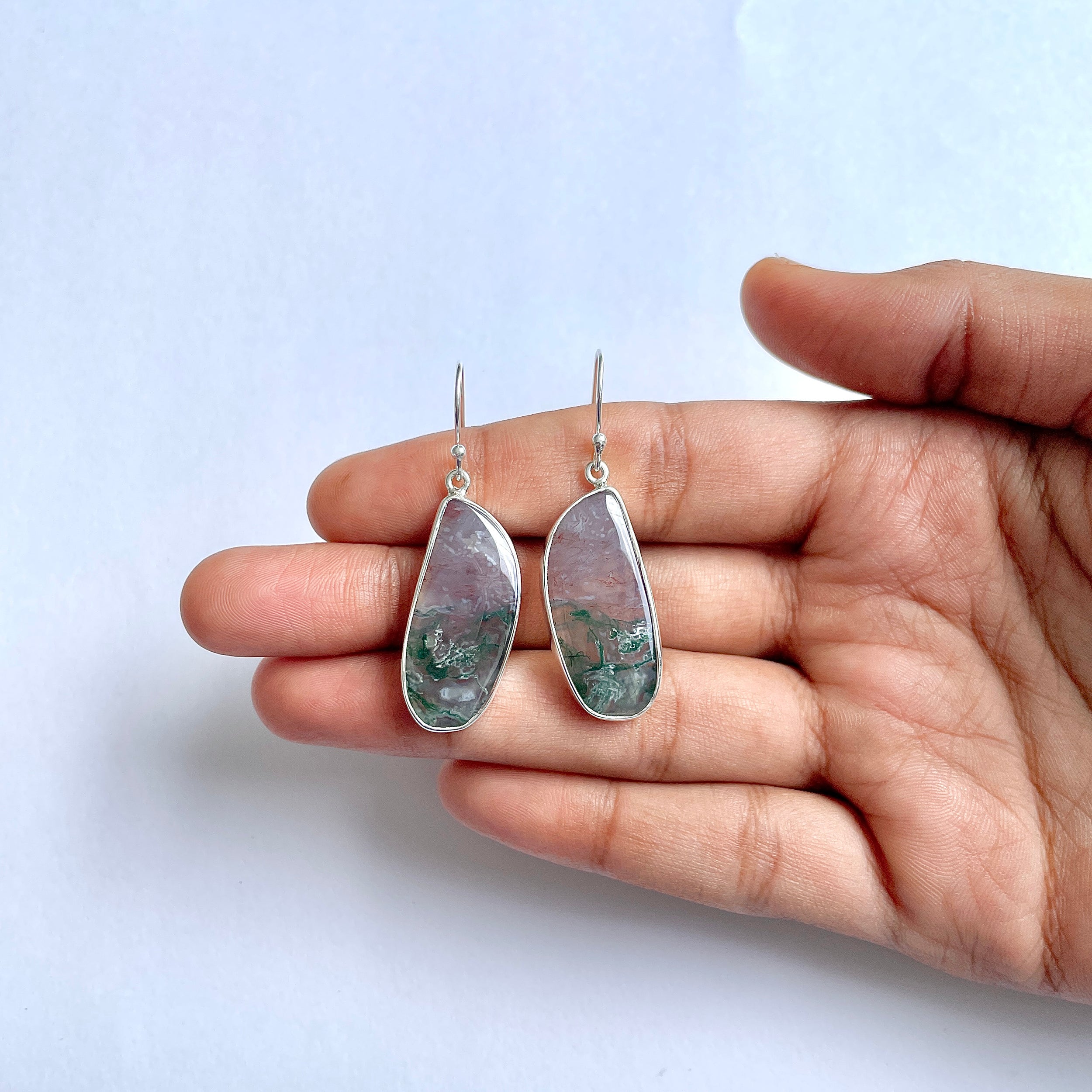 Moss Agate Earring-(MOA-3-30)