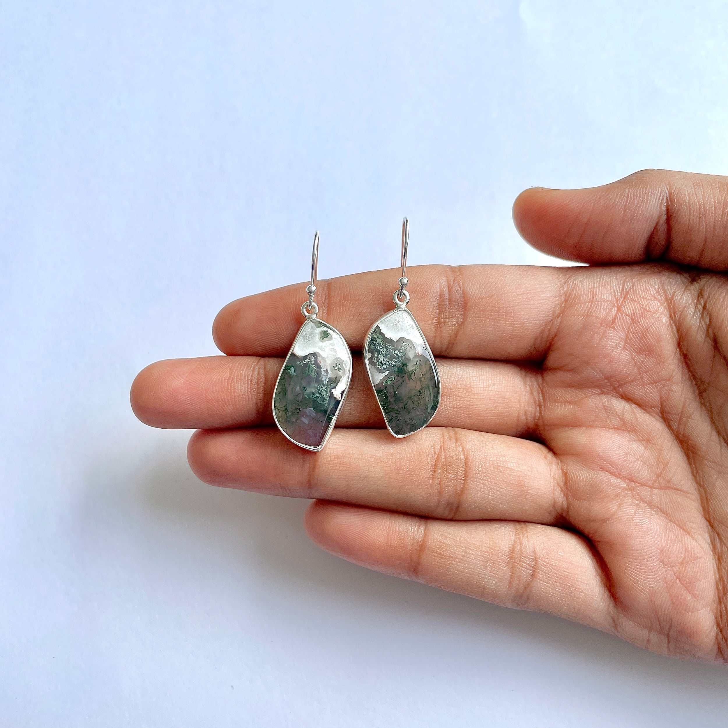 Moss Agate Earring-(MOA-3-31)