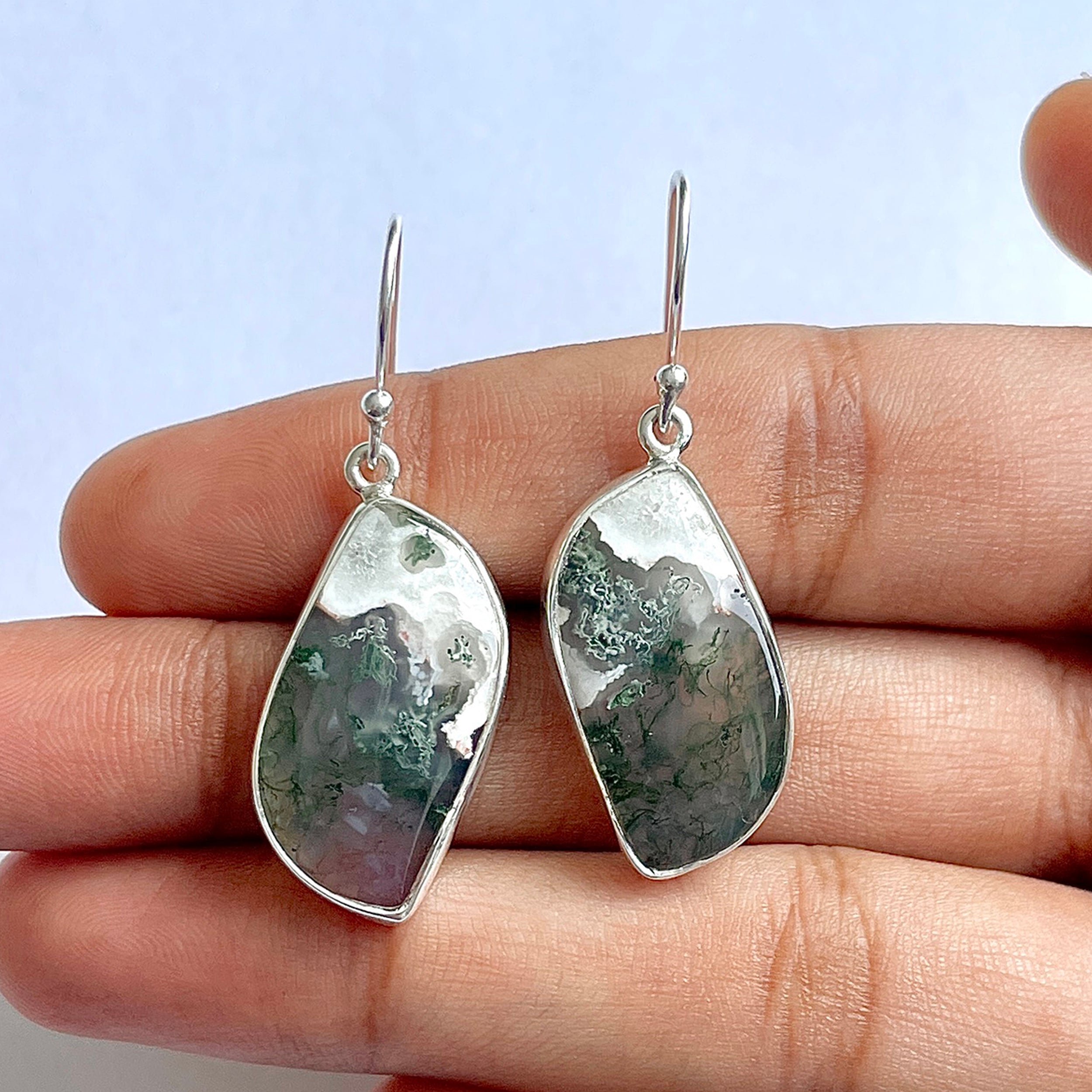 Moss Agate Earring-(MOA-3-31)