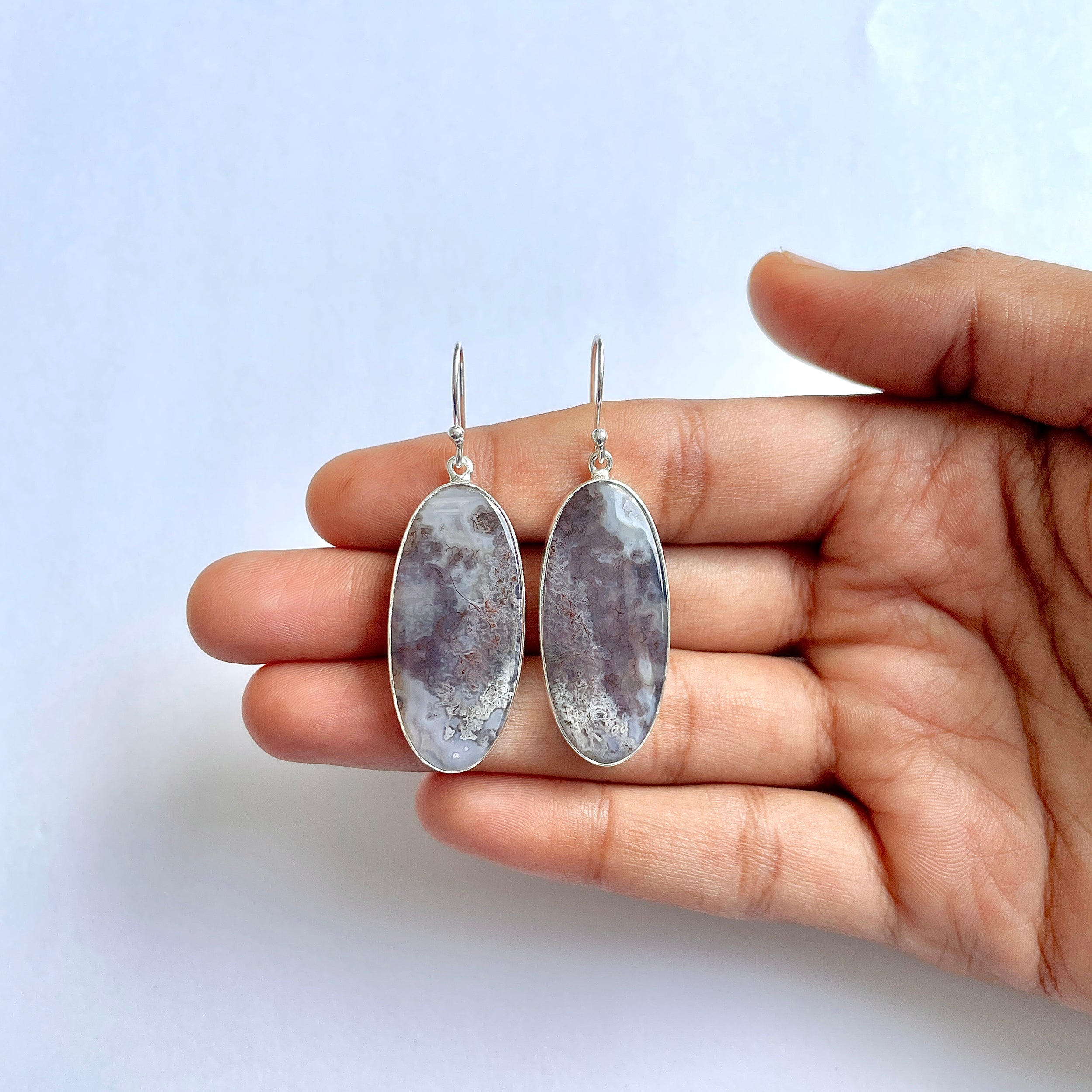 Moss Agate Earring-(MOA-3-32)