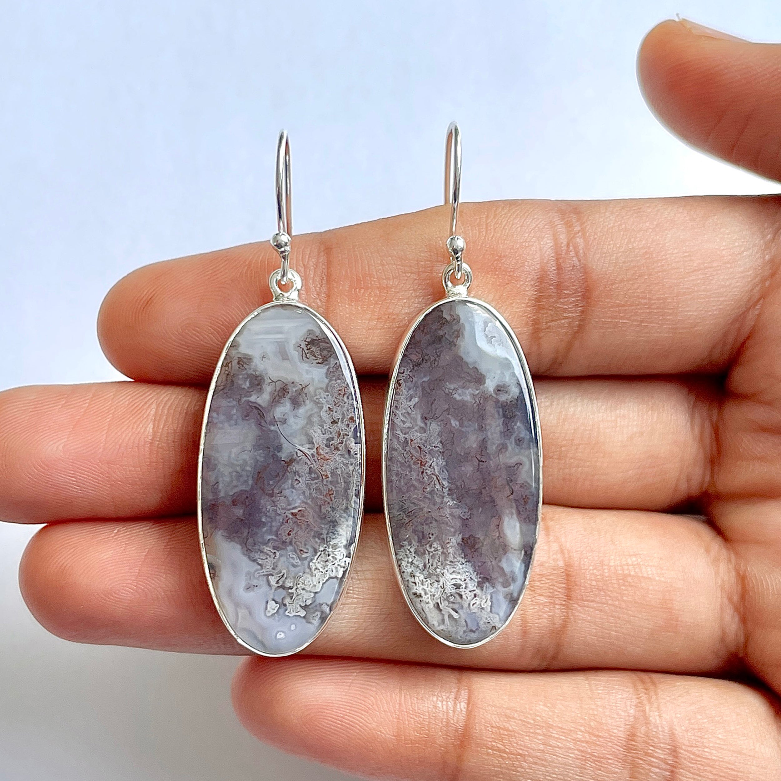 Moss Agate Earring-(MOA-3-32)