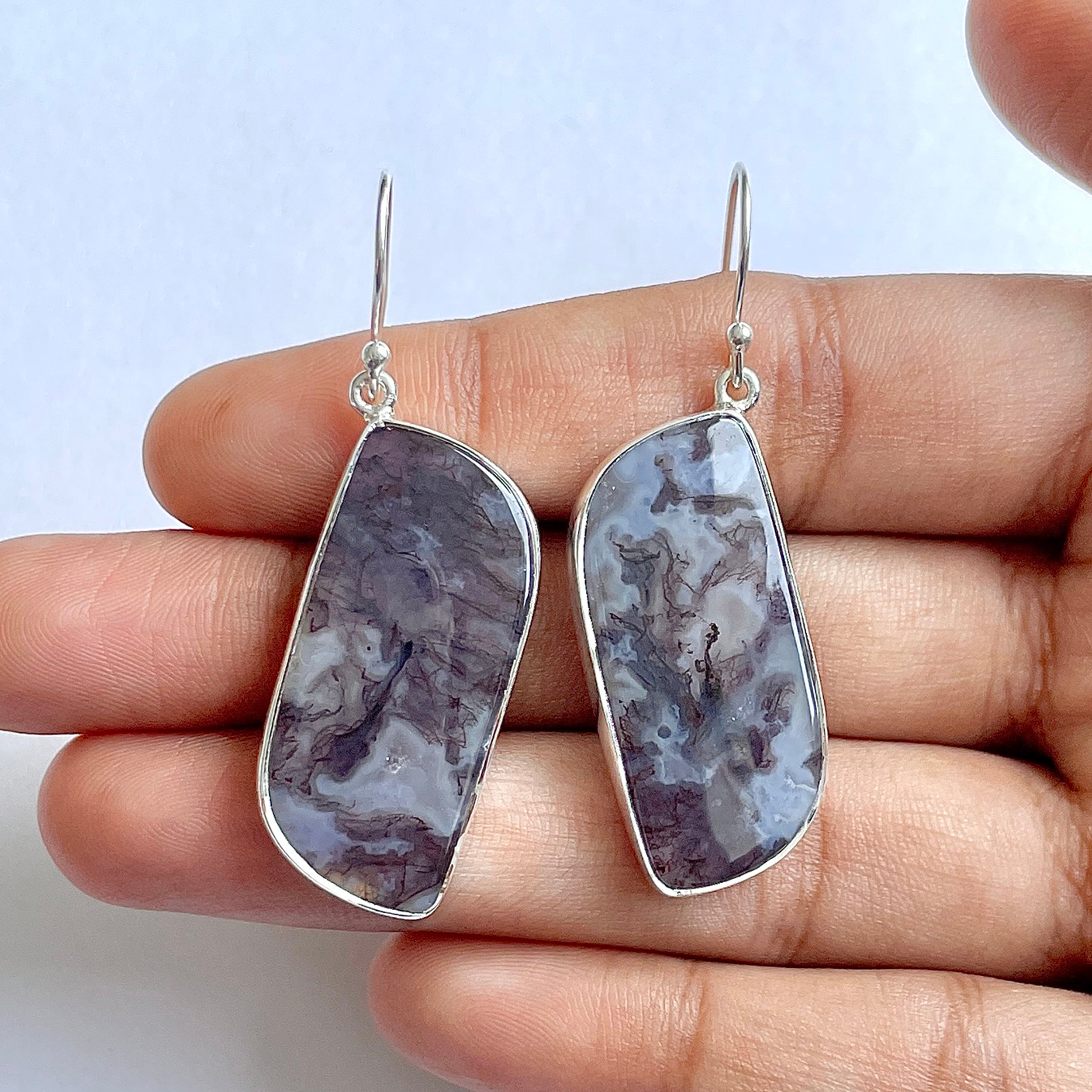 Moss Agate Earring-(MOA-3-34)