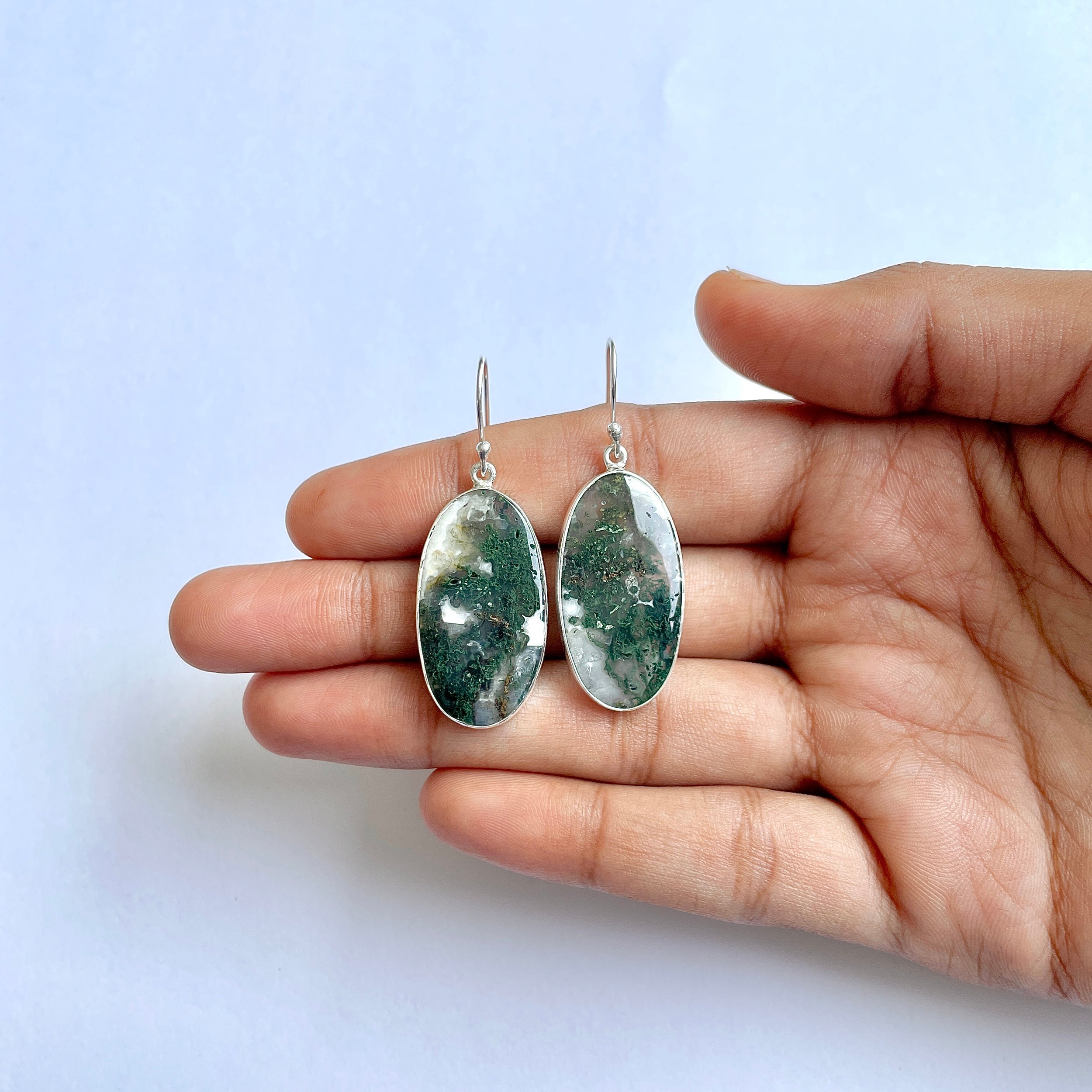 Moss Agate Earring-(MOA-3-35)